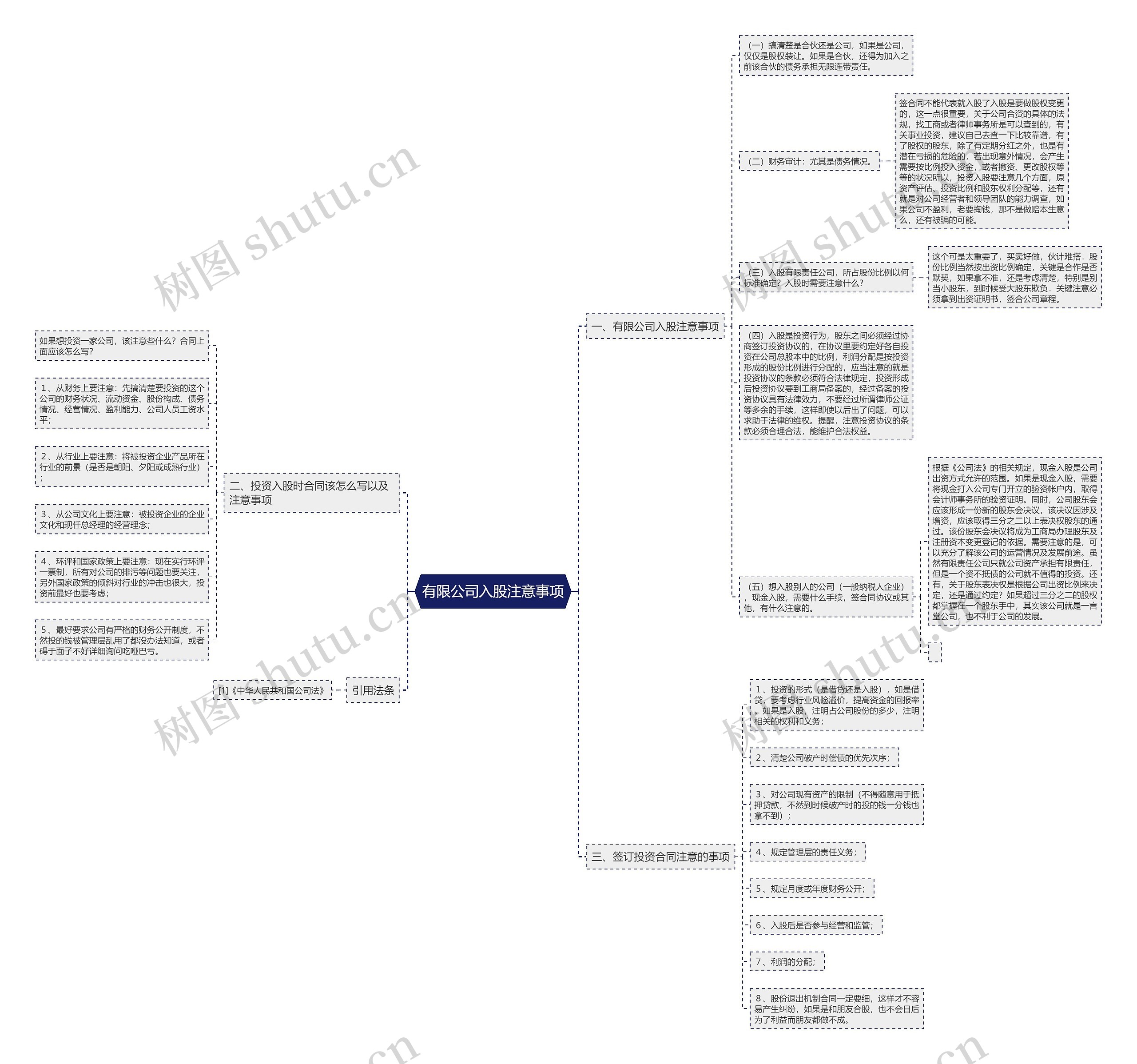 有限公司入股注意事项思维导图