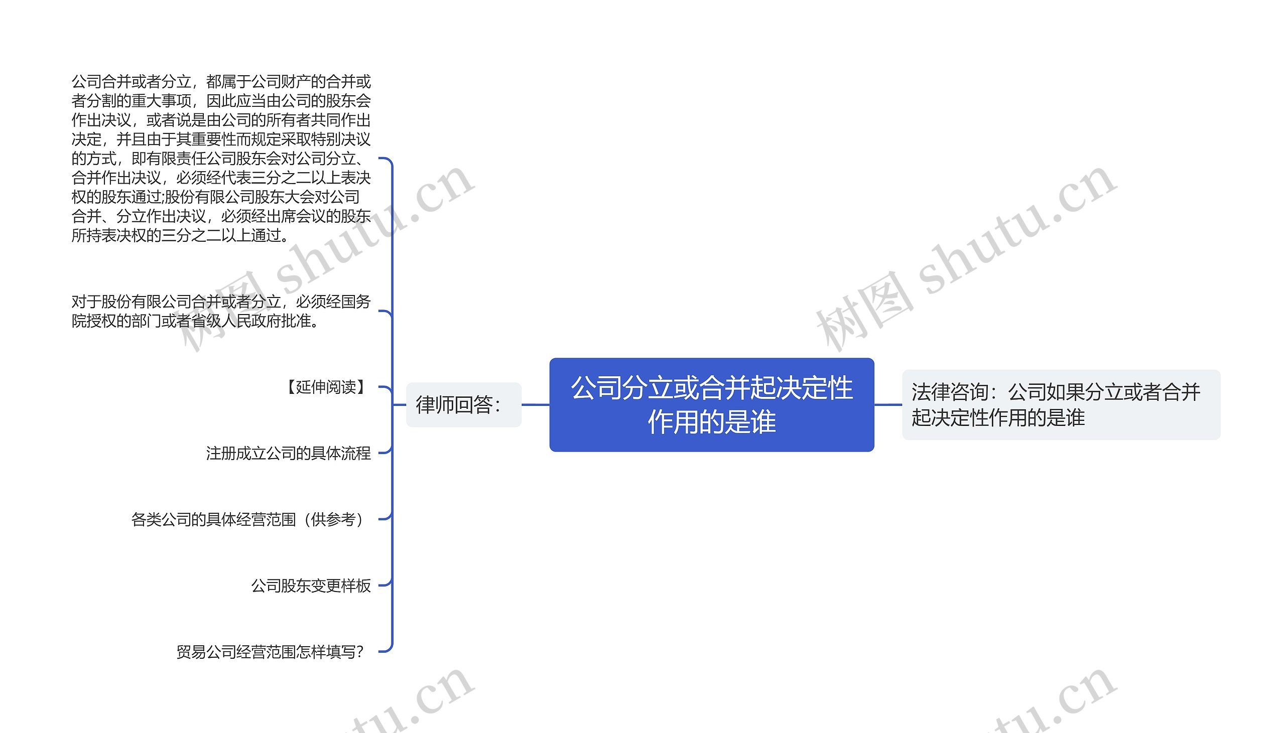 公司分立或合并起决定性作用的是谁思维导图