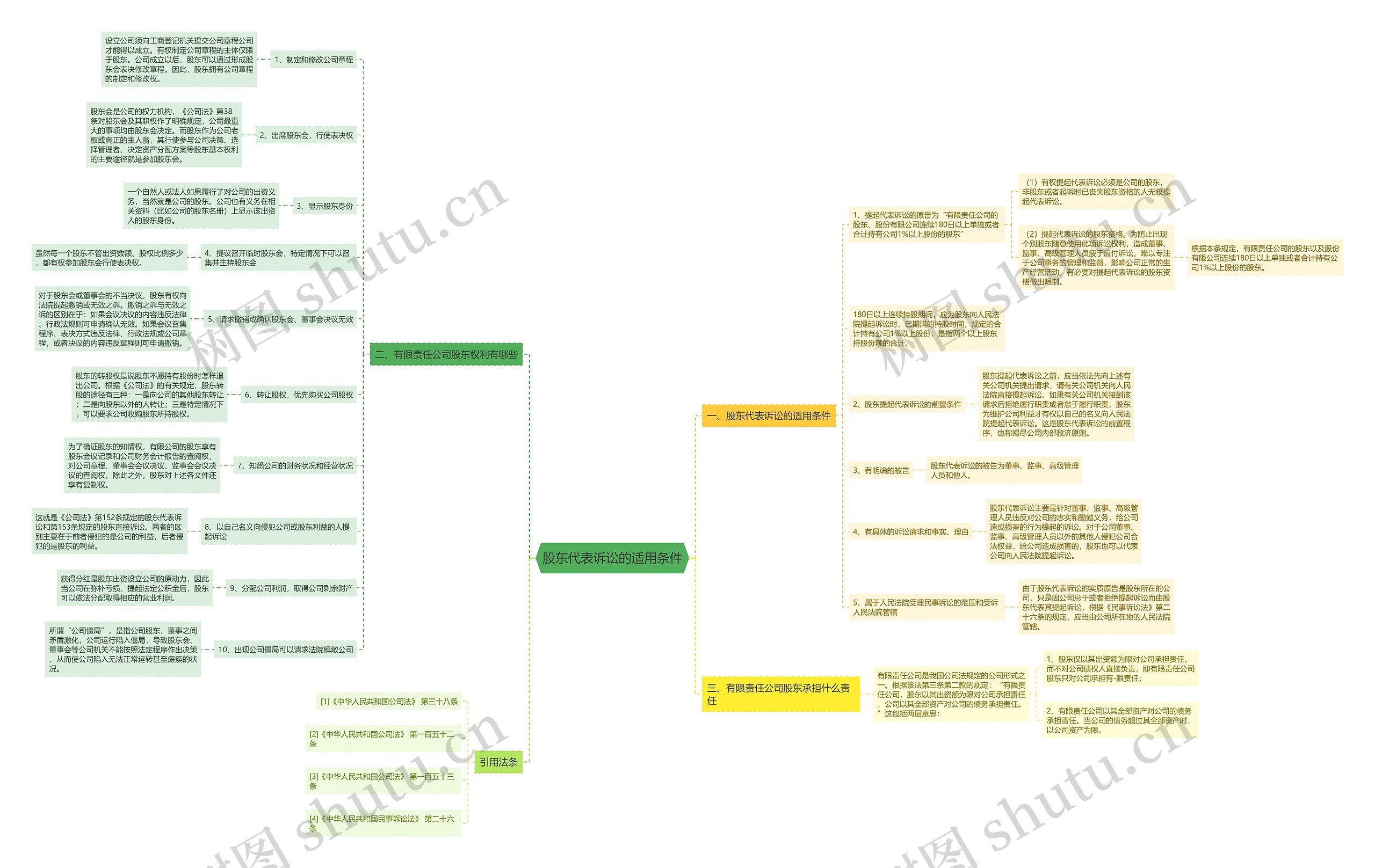 股东代表诉讼的适用条件思维导图