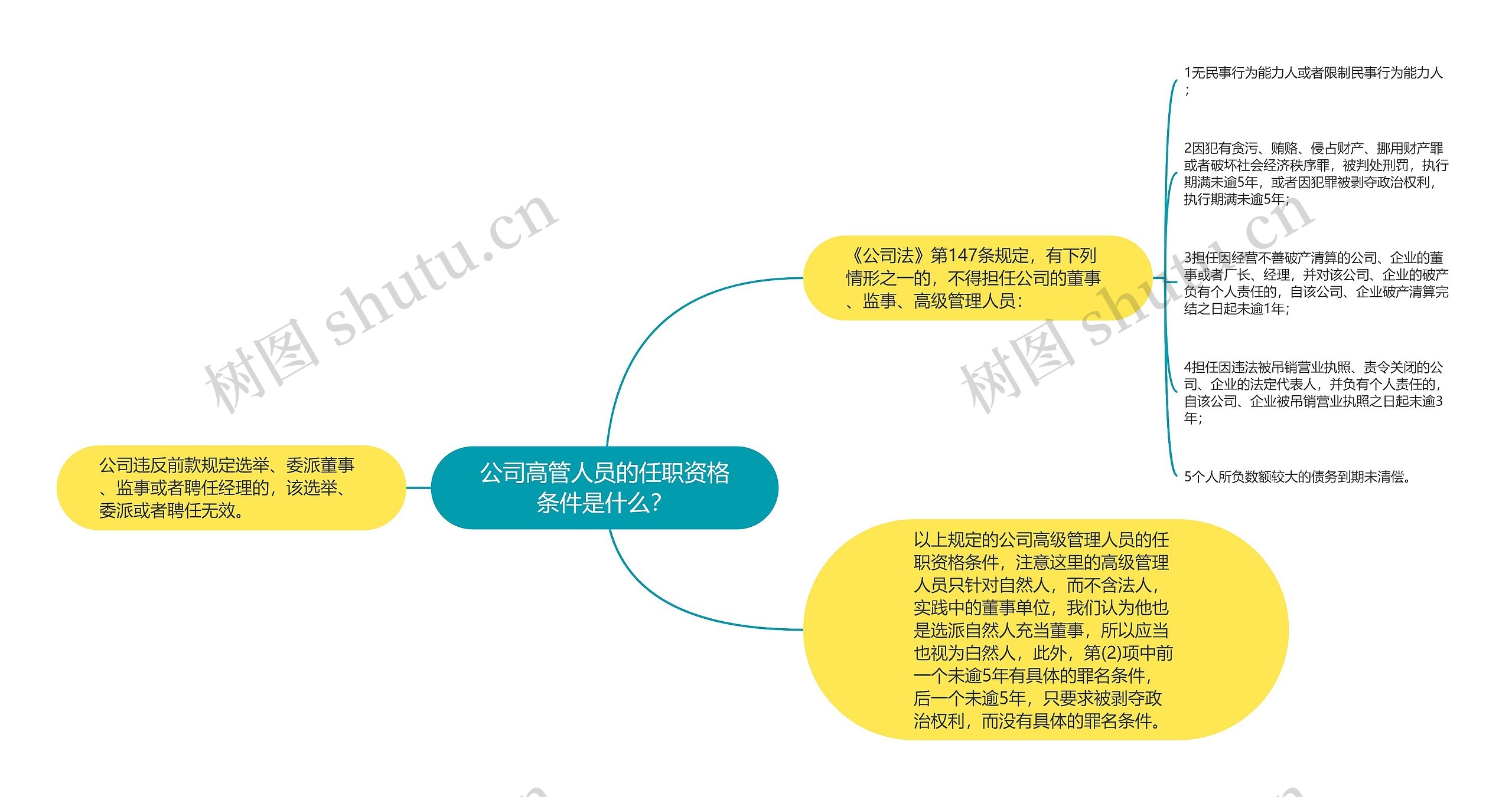 公司高管人员的任职资格条件是什么？思维导图