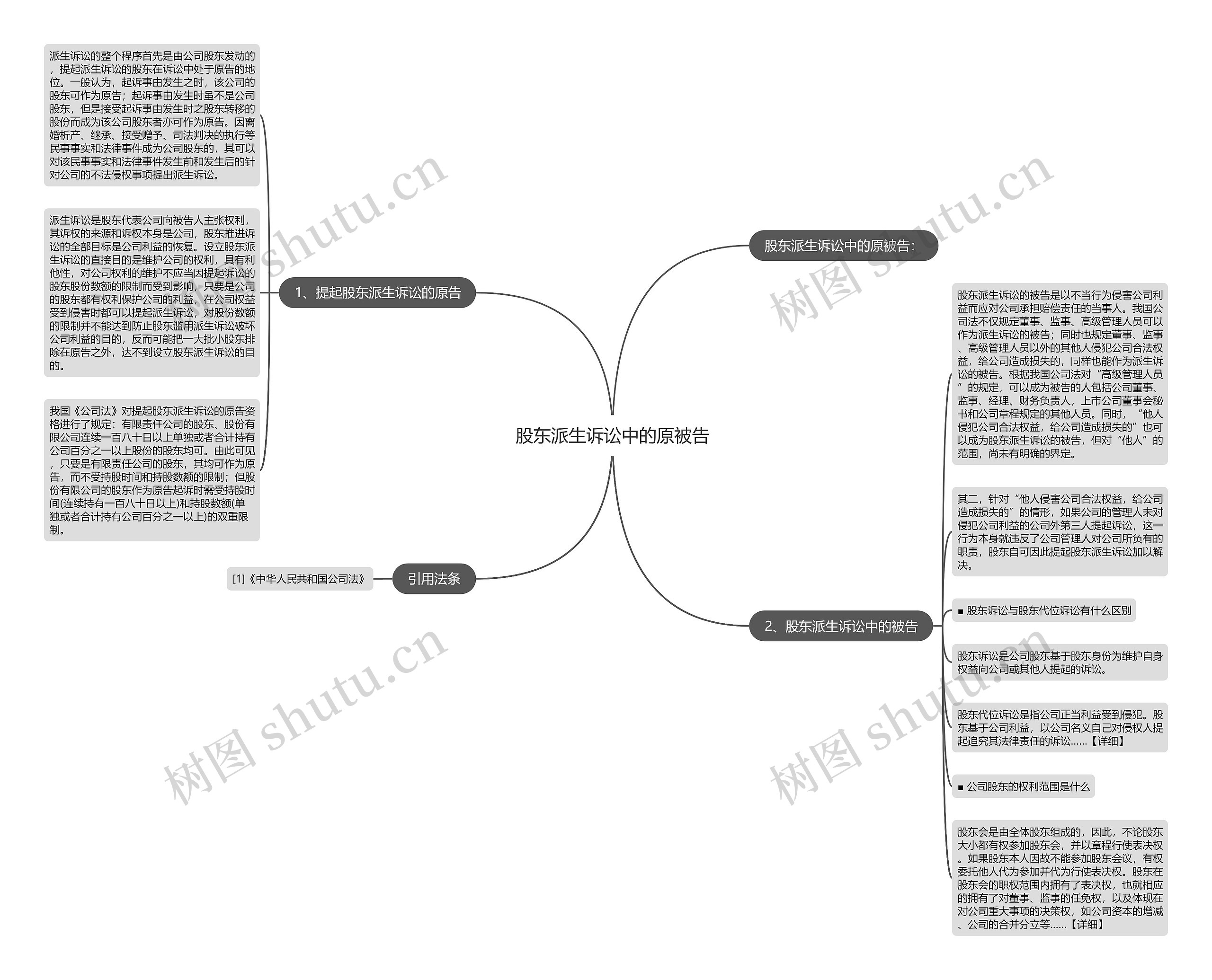股东派生诉讼中的原被告思维导图