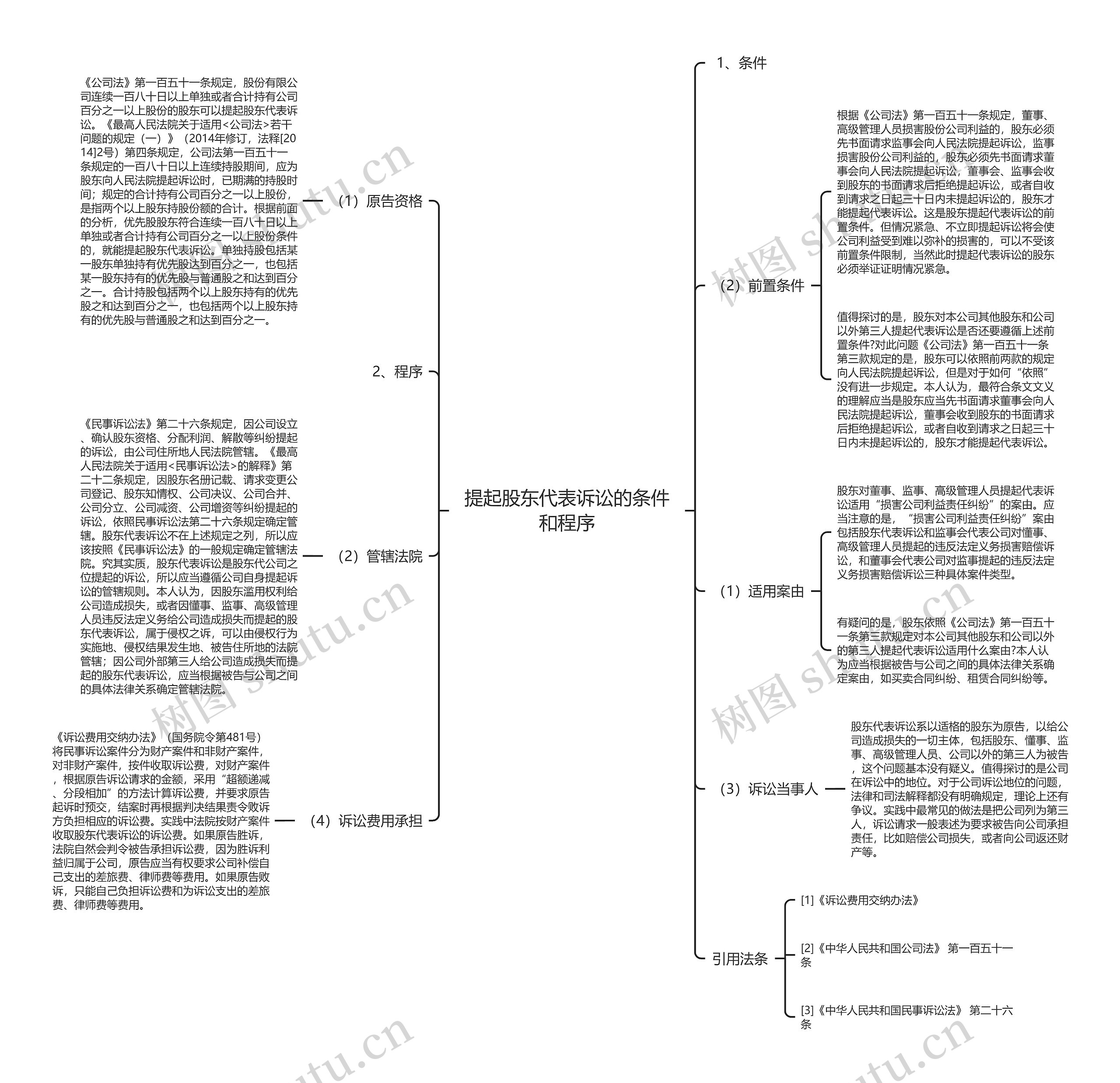 提起股东代表诉讼的条件和程序思维导图