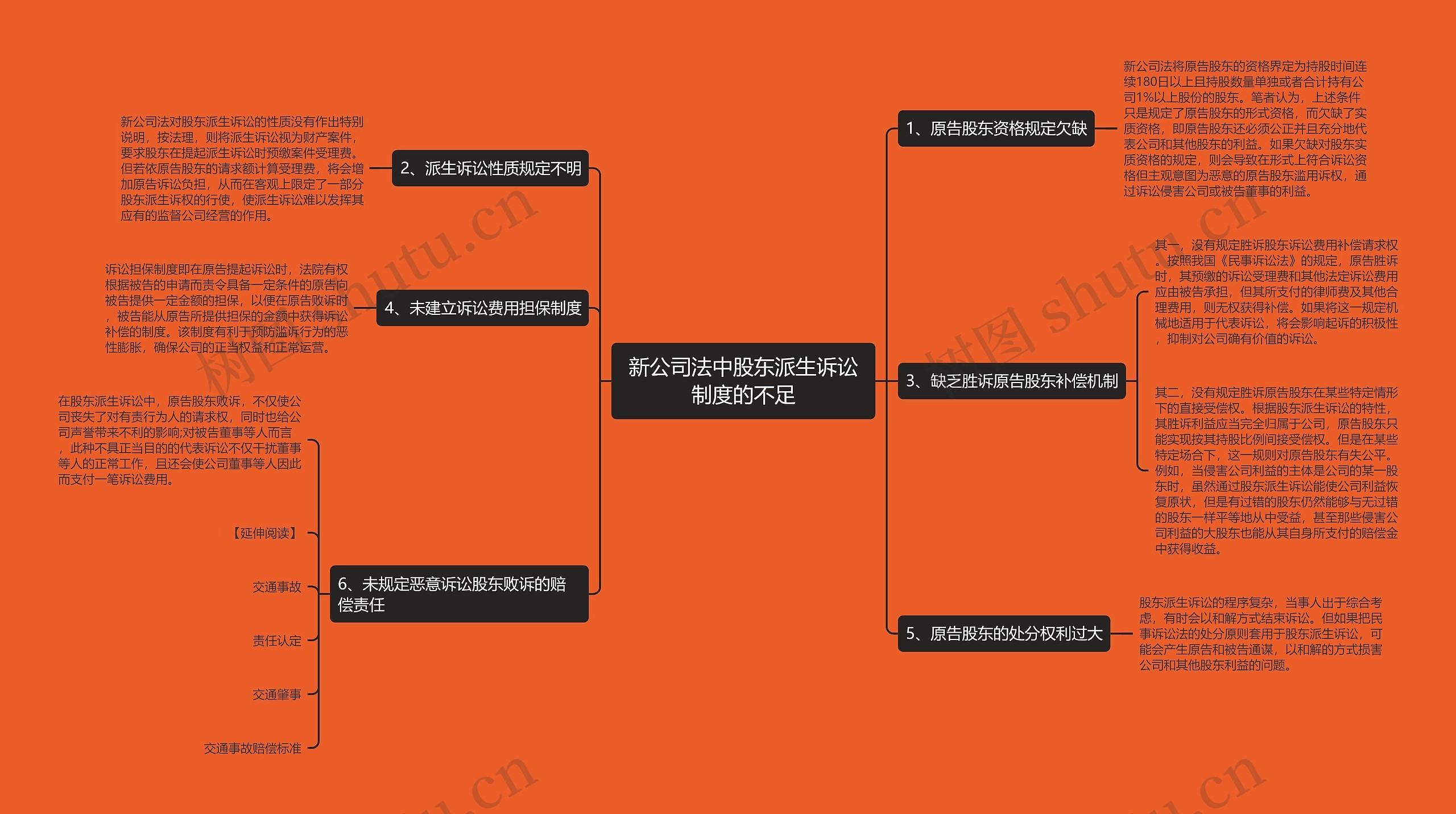 新公司法中股东派生诉讼制度的不足思维导图