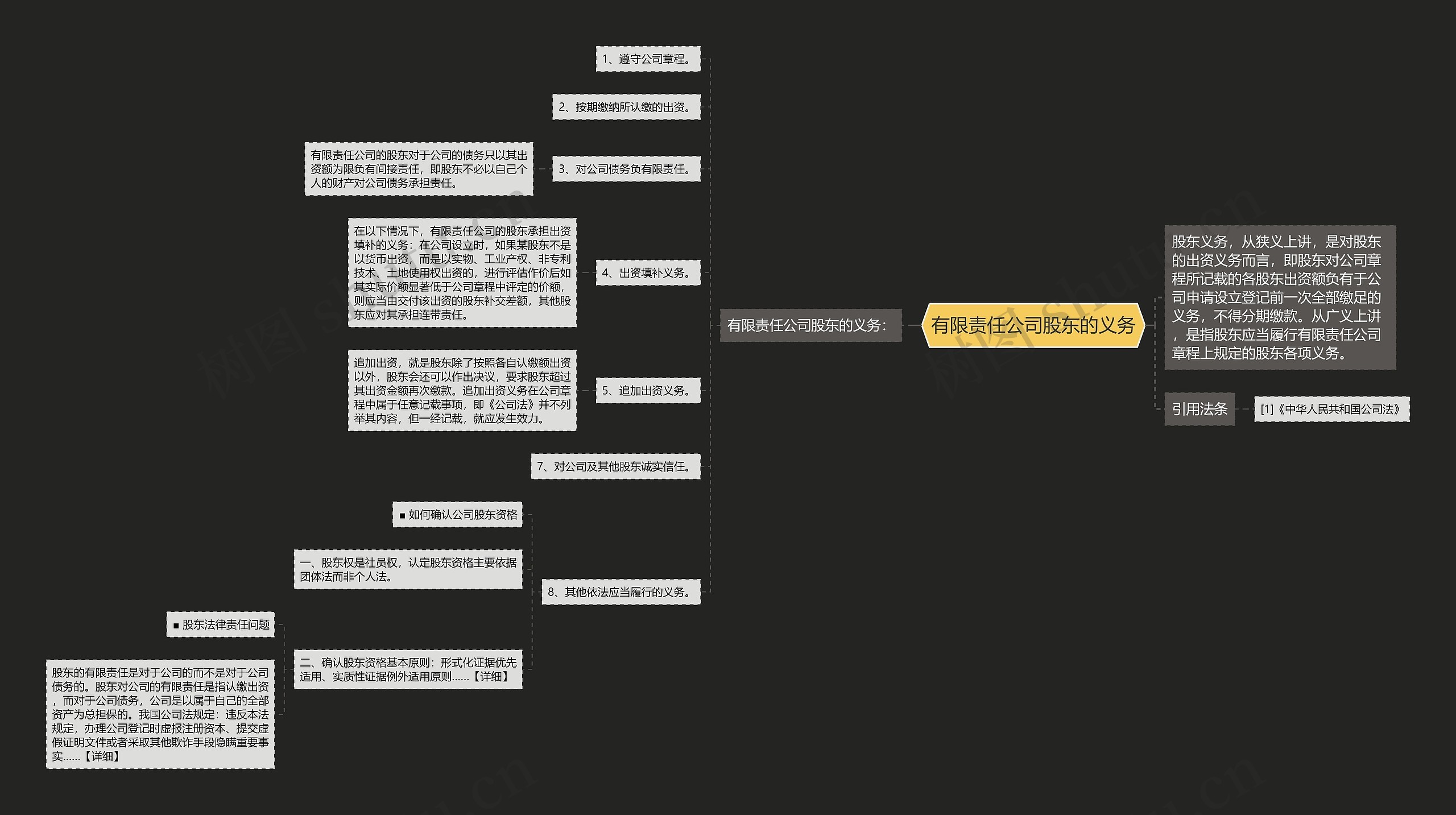 有限责任公司股东的义务思维导图