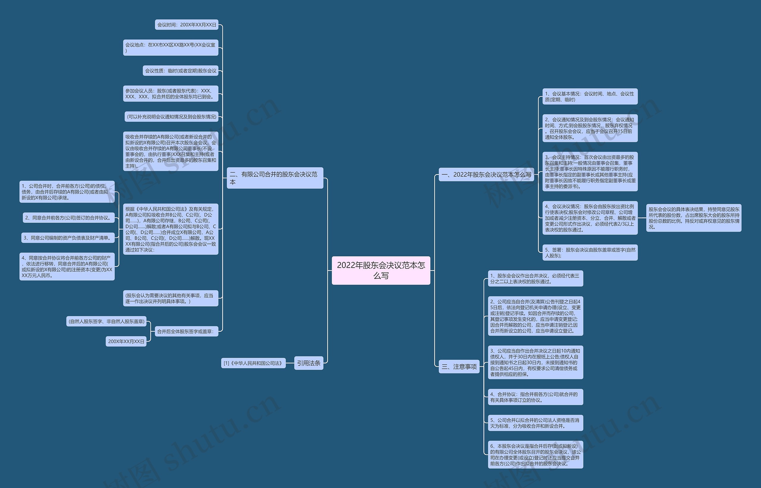 2022年股东会决议范本怎么写思维导图