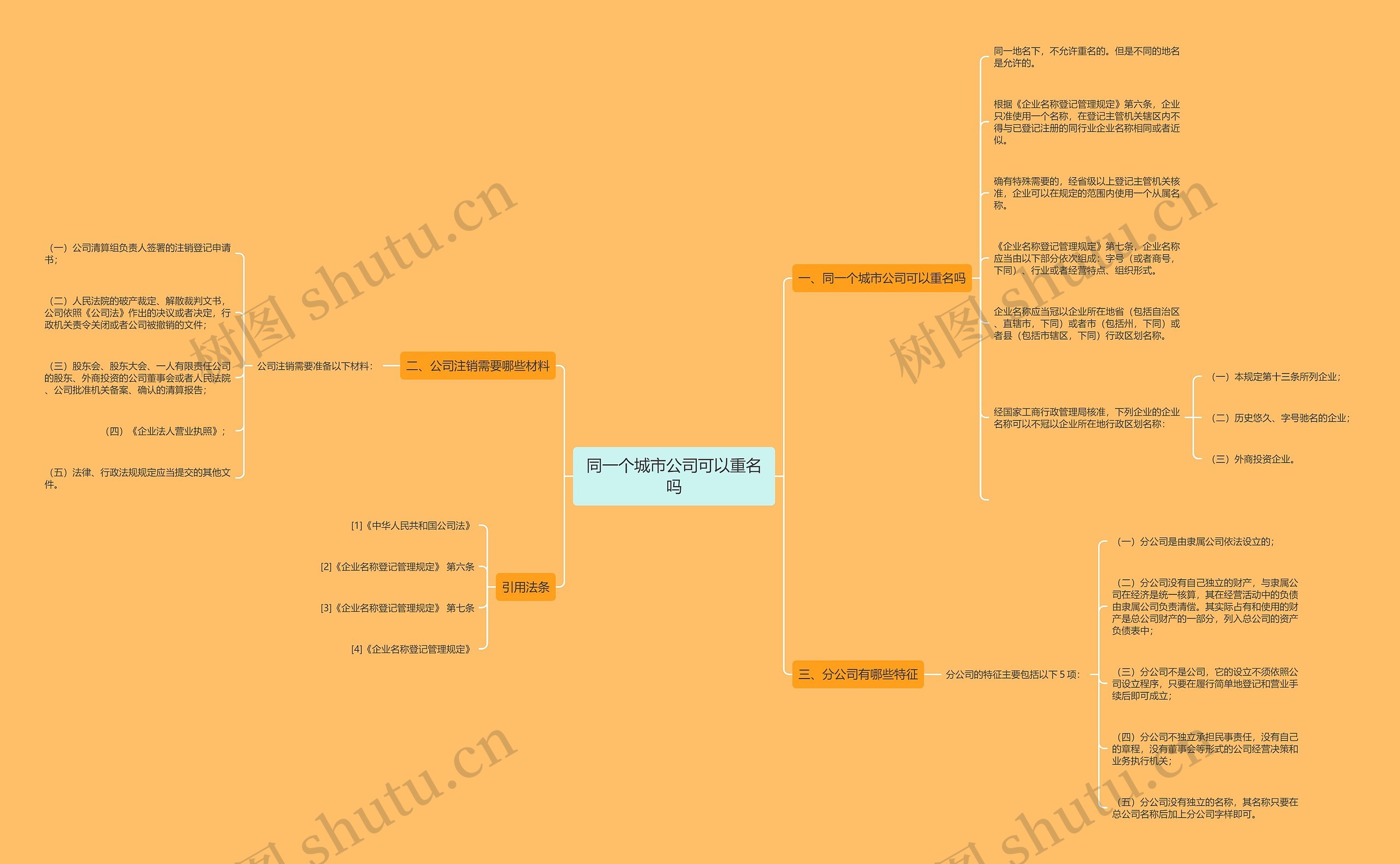 同一个城市公司可以重名吗思维导图