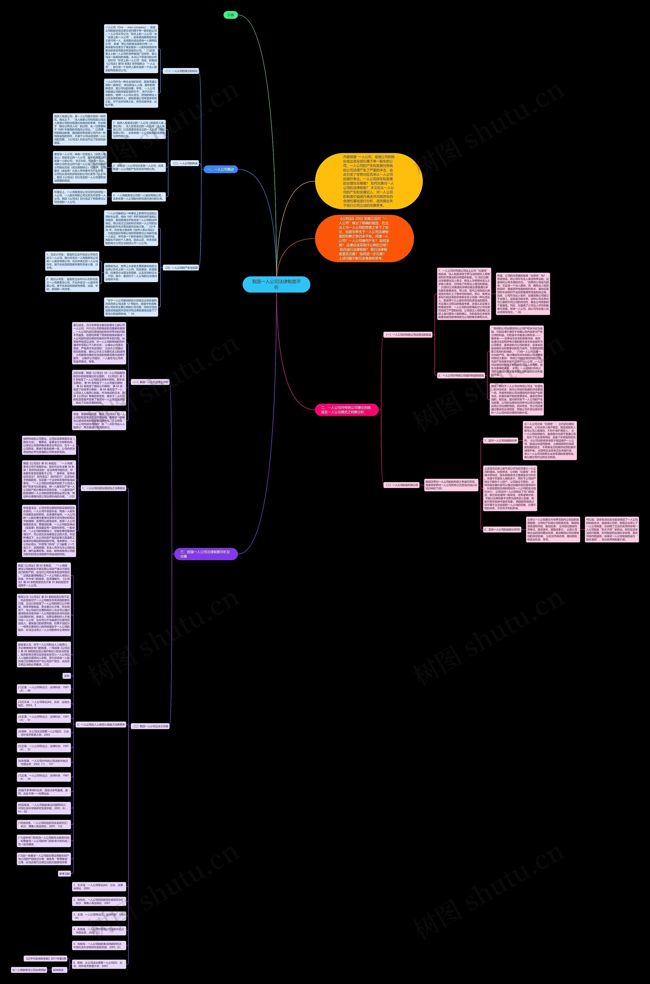 我国一人公司法律制度评析思维导图