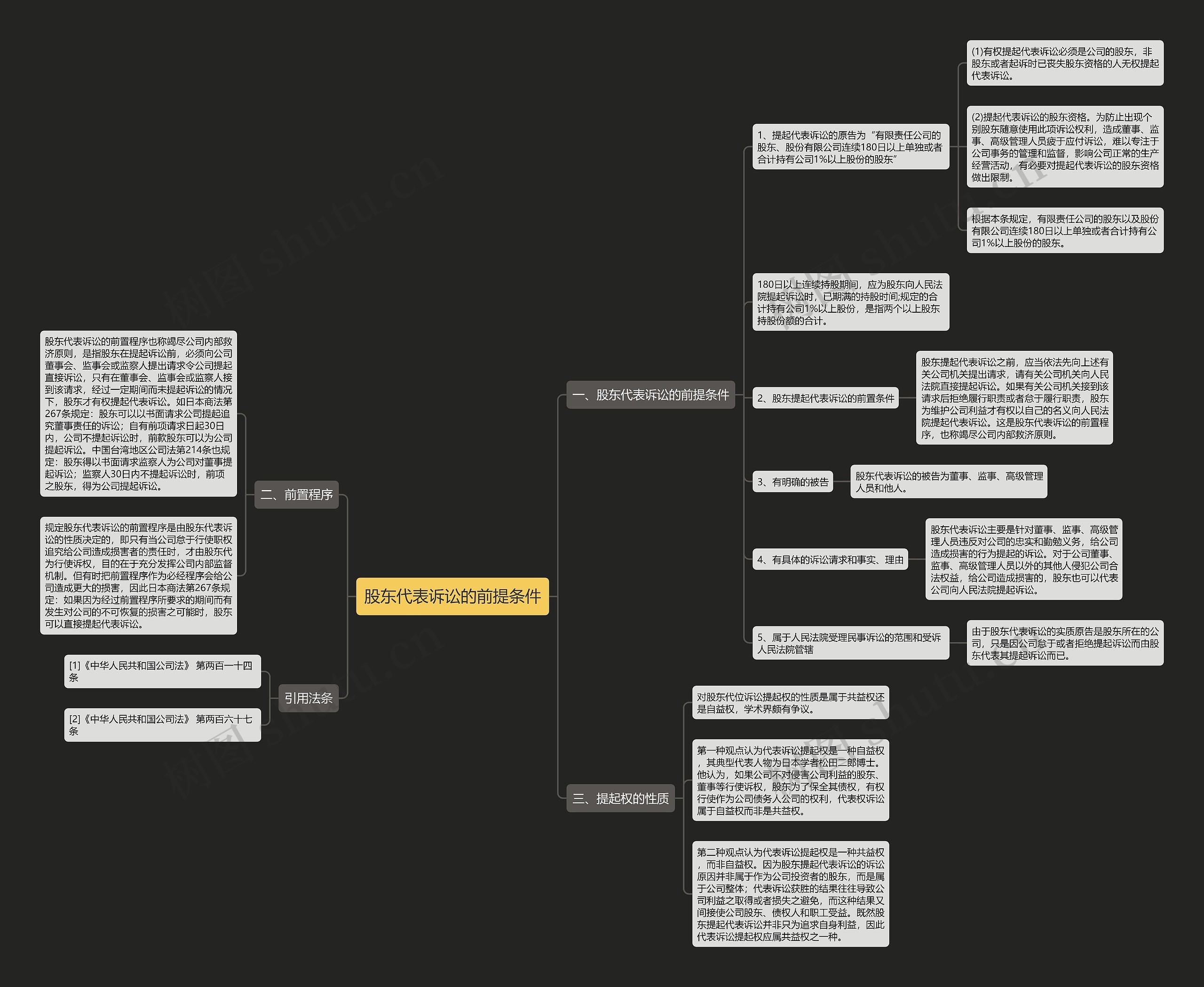 股东代表诉讼的前提条件思维导图