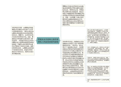 巨能实业无偿转让股权使债权人利益受损被判撤销