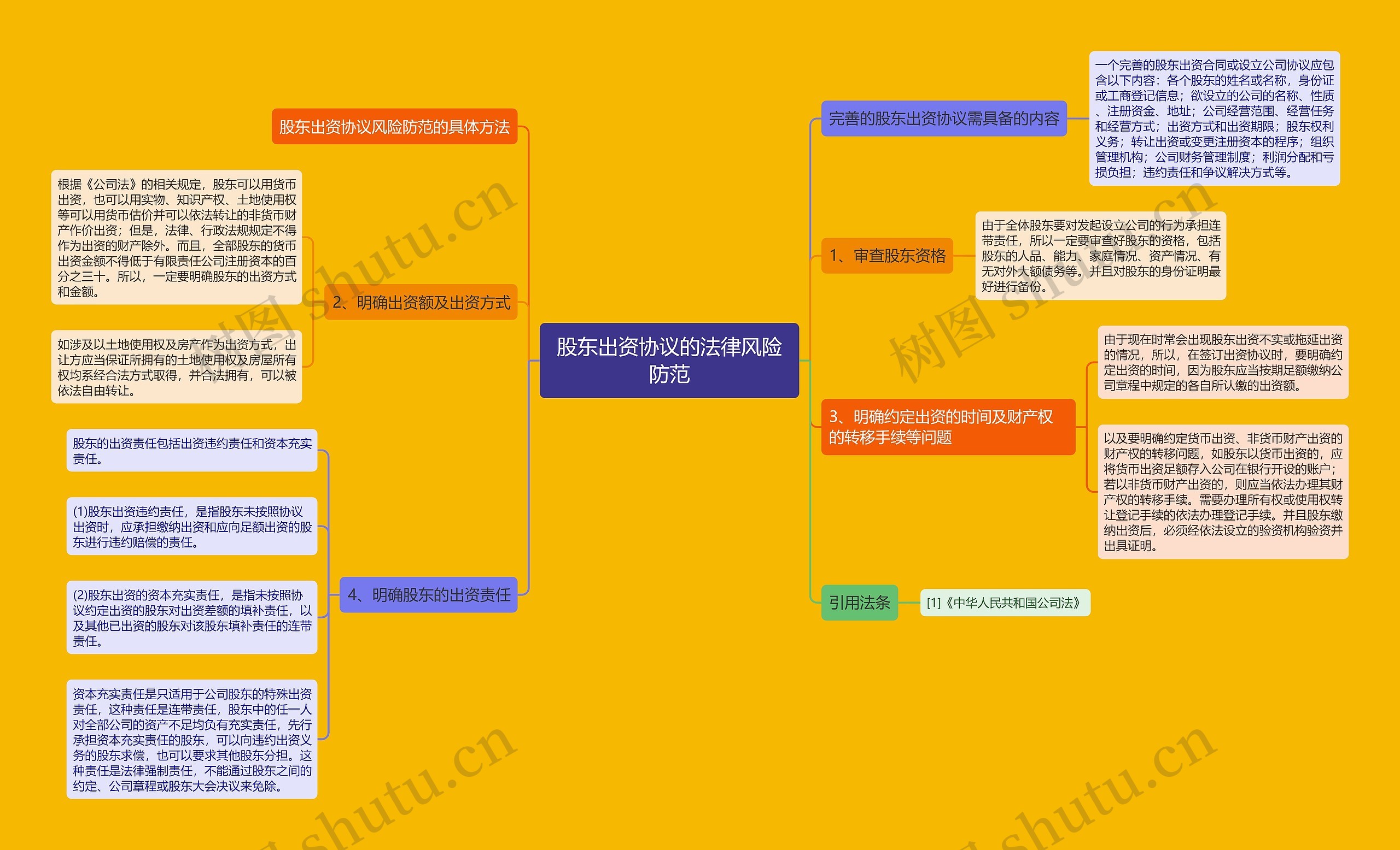 股东出资协议的法律风险防范思维导图