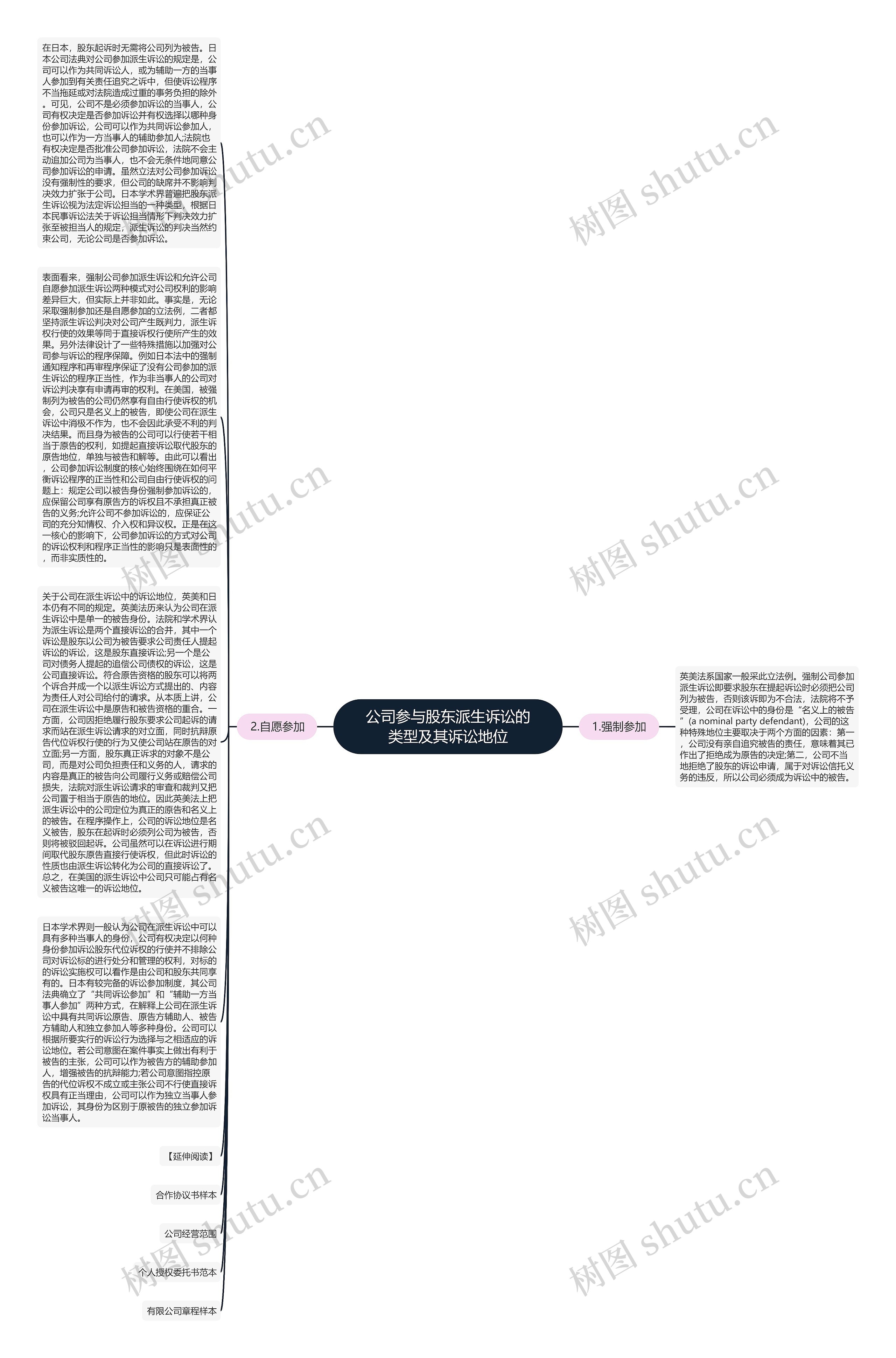 公司参与股东派生诉讼的类型及其诉讼地位思维导图