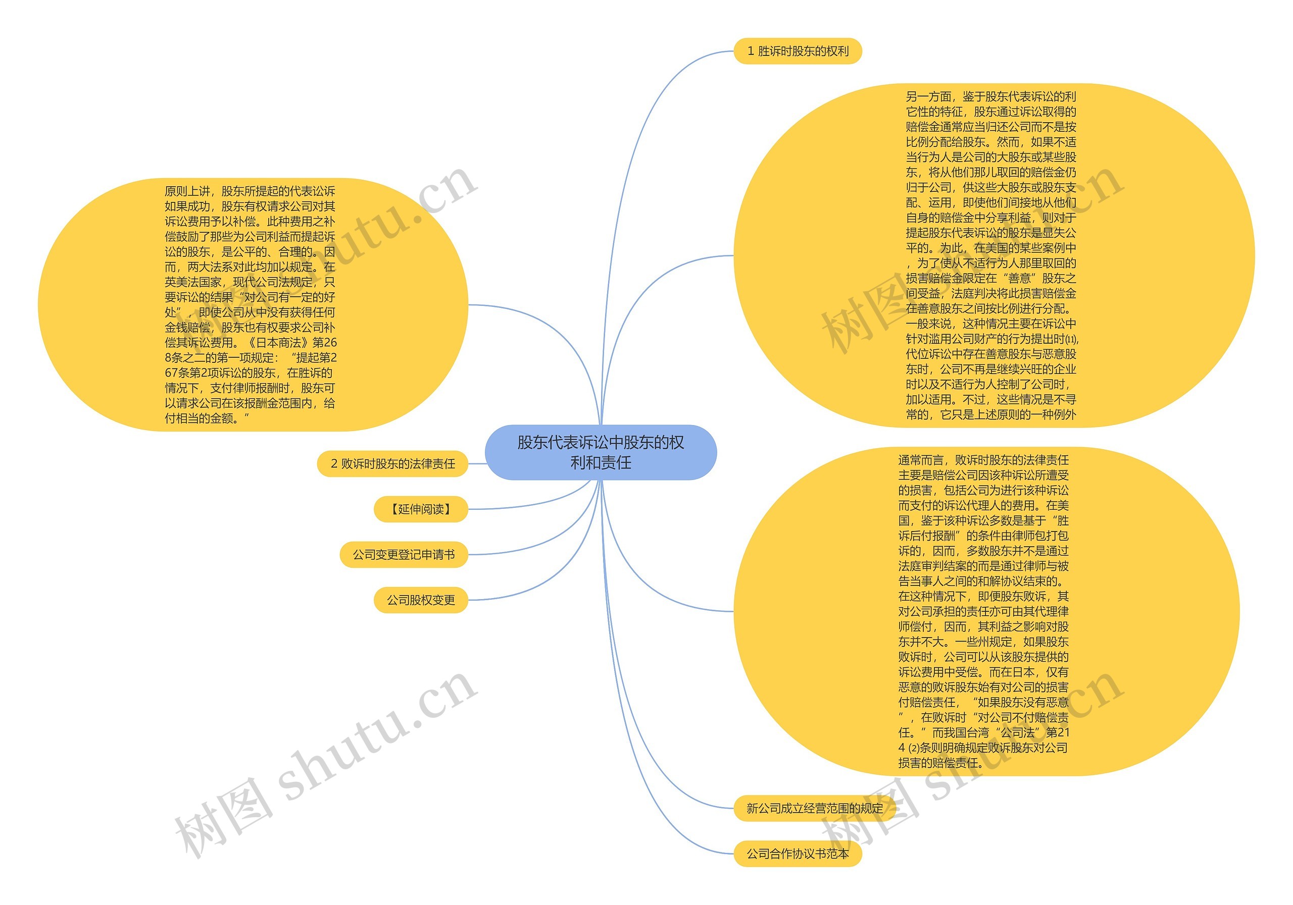 股东代表诉讼中股东的权利和责任思维导图