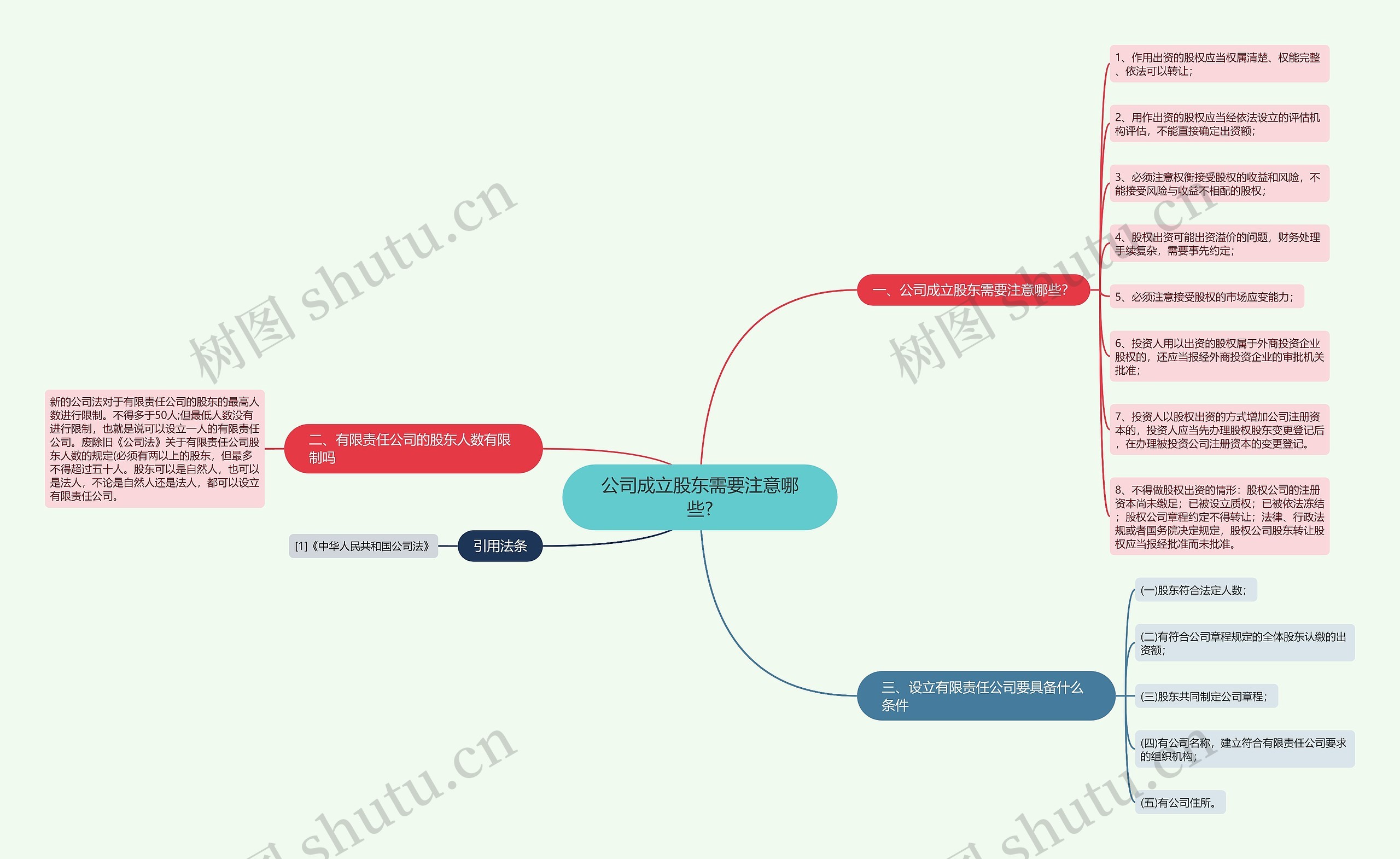 公司成立股东需要注意哪些?思维导图
