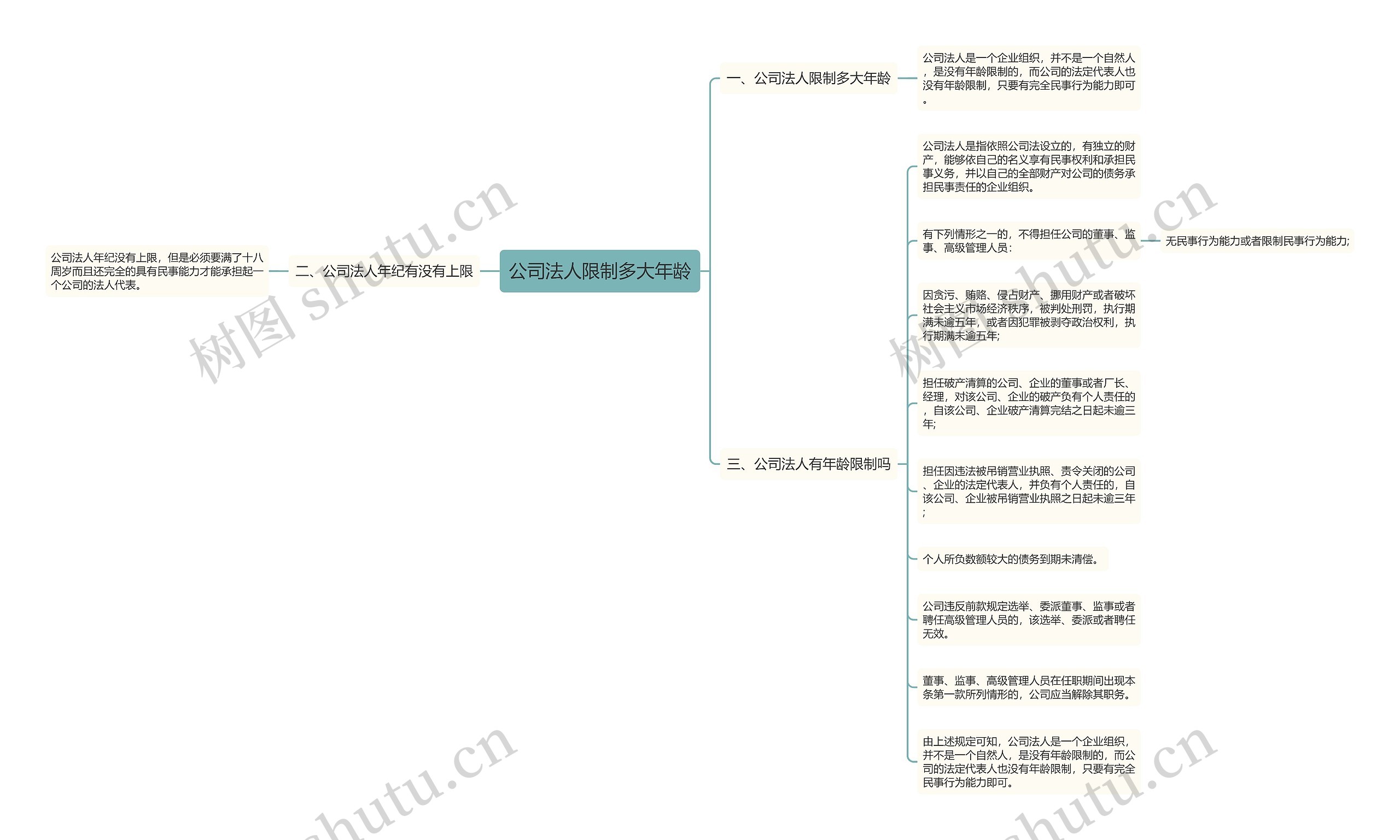 公司法人限制多大年龄思维导图