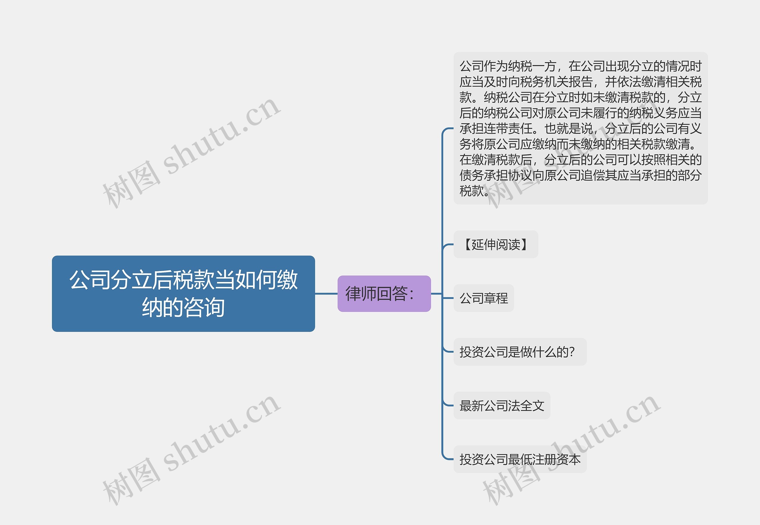 公司分立后税款当如何缴纳的咨询思维导图