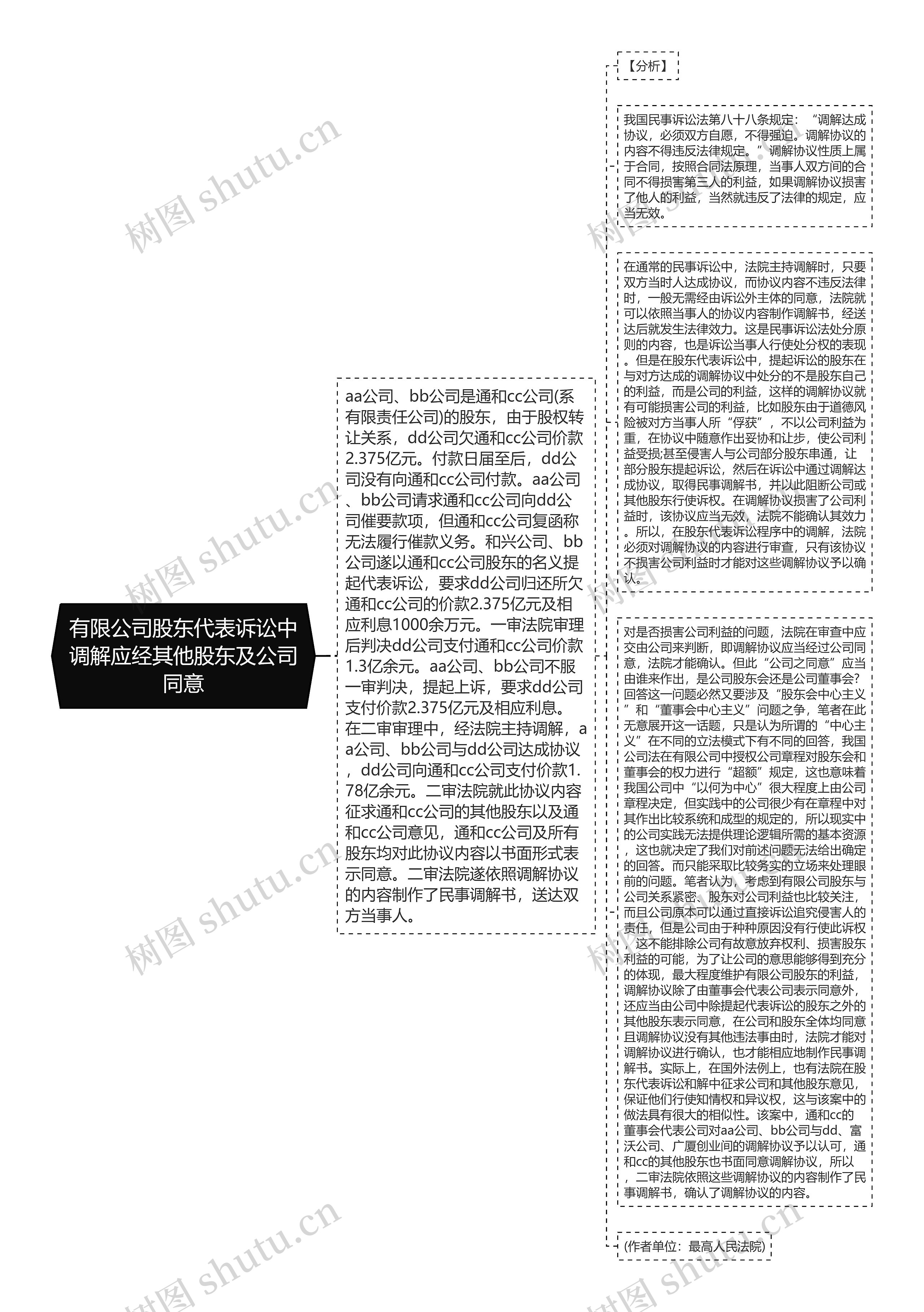 有限公司股东代表诉讼中调解应经其他股东及公司同意思维导图