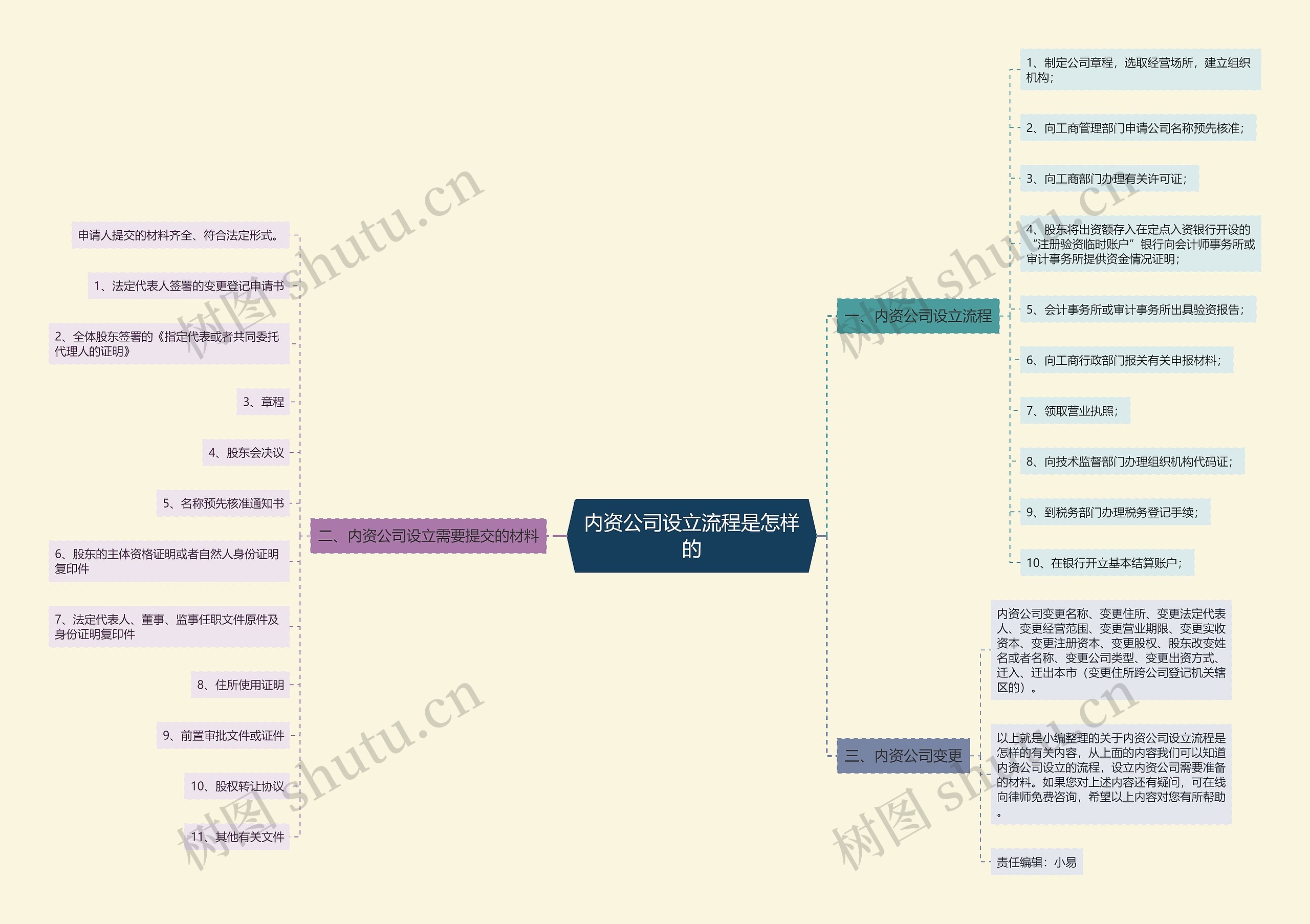 内资公司设立流程是怎样的思维导图
