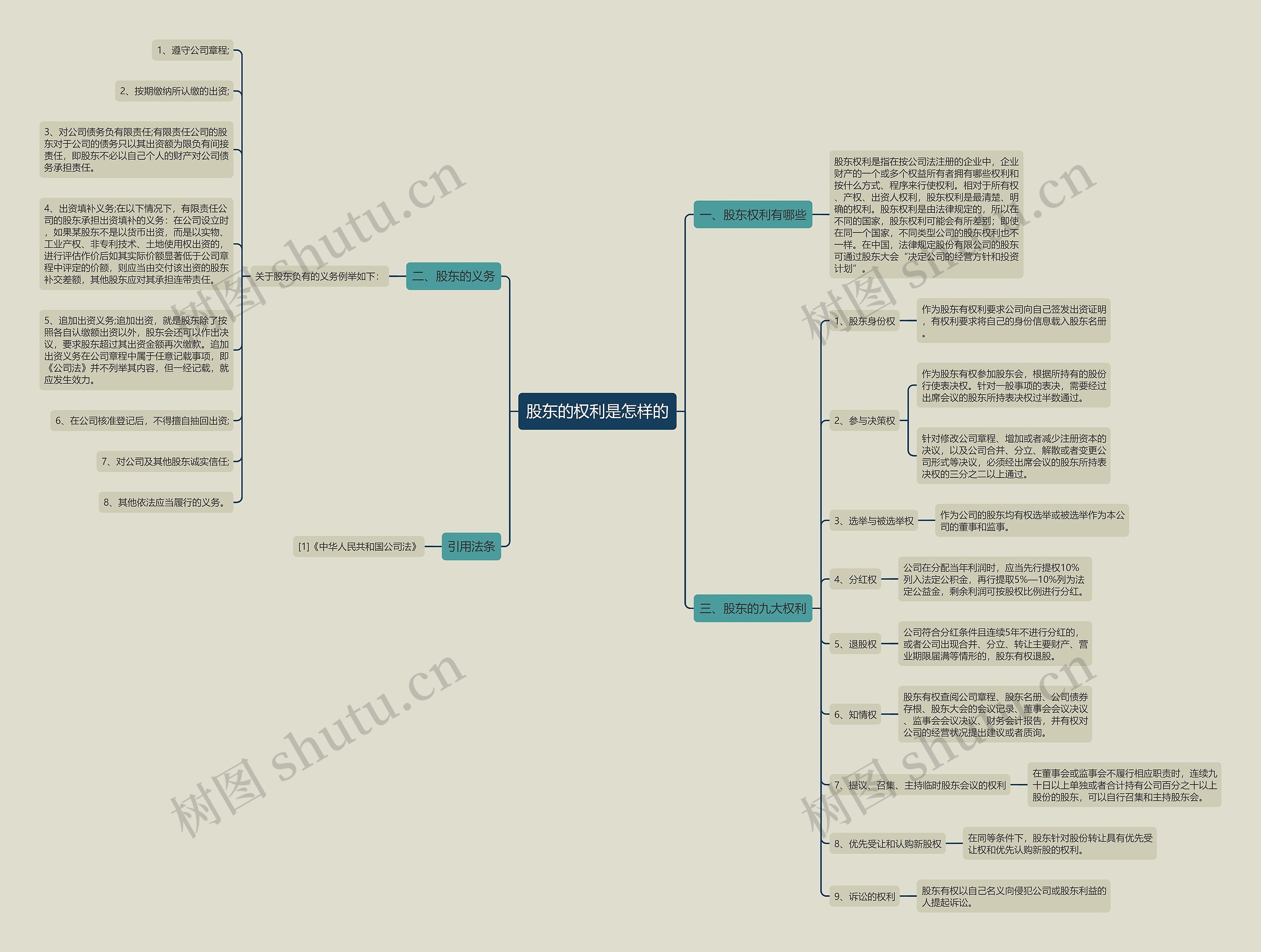 股东的权利是怎样的思维导图