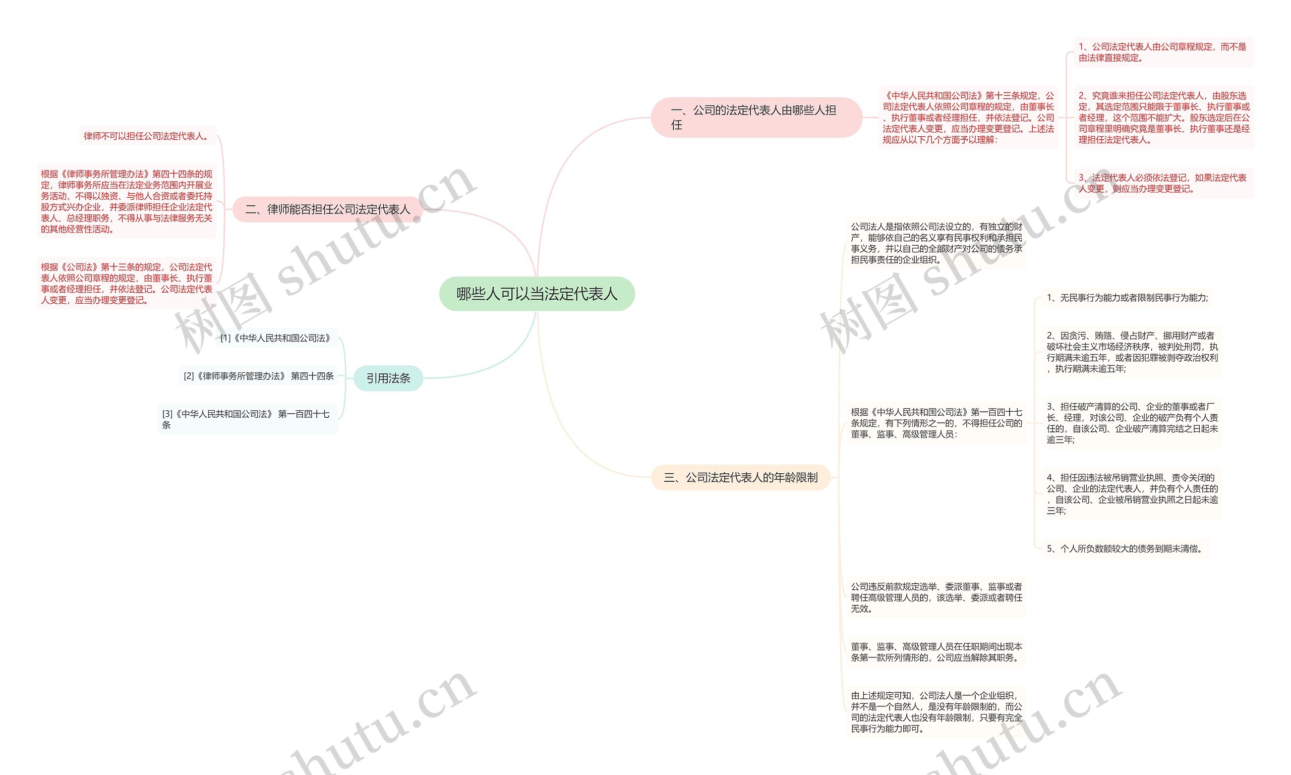 哪些人可以当法定代表人思维导图
