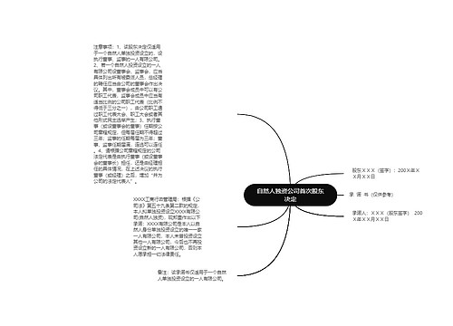 自然人独资公司首次股东决定