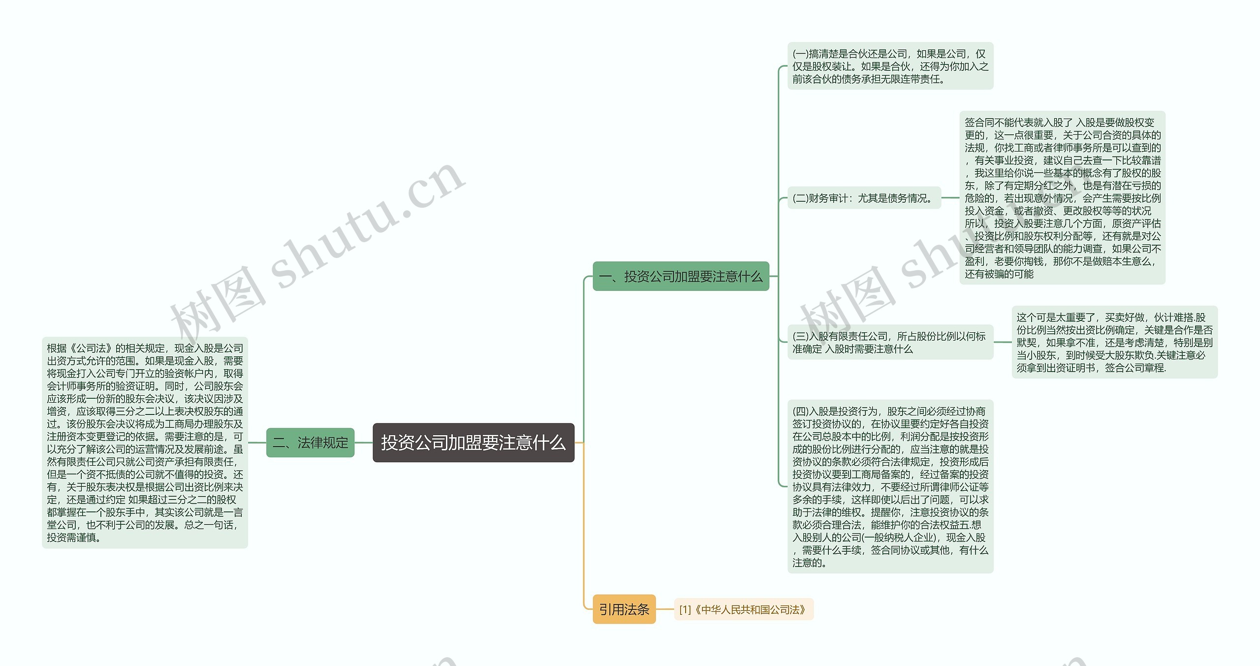 投资公司加盟要注意什么思维导图