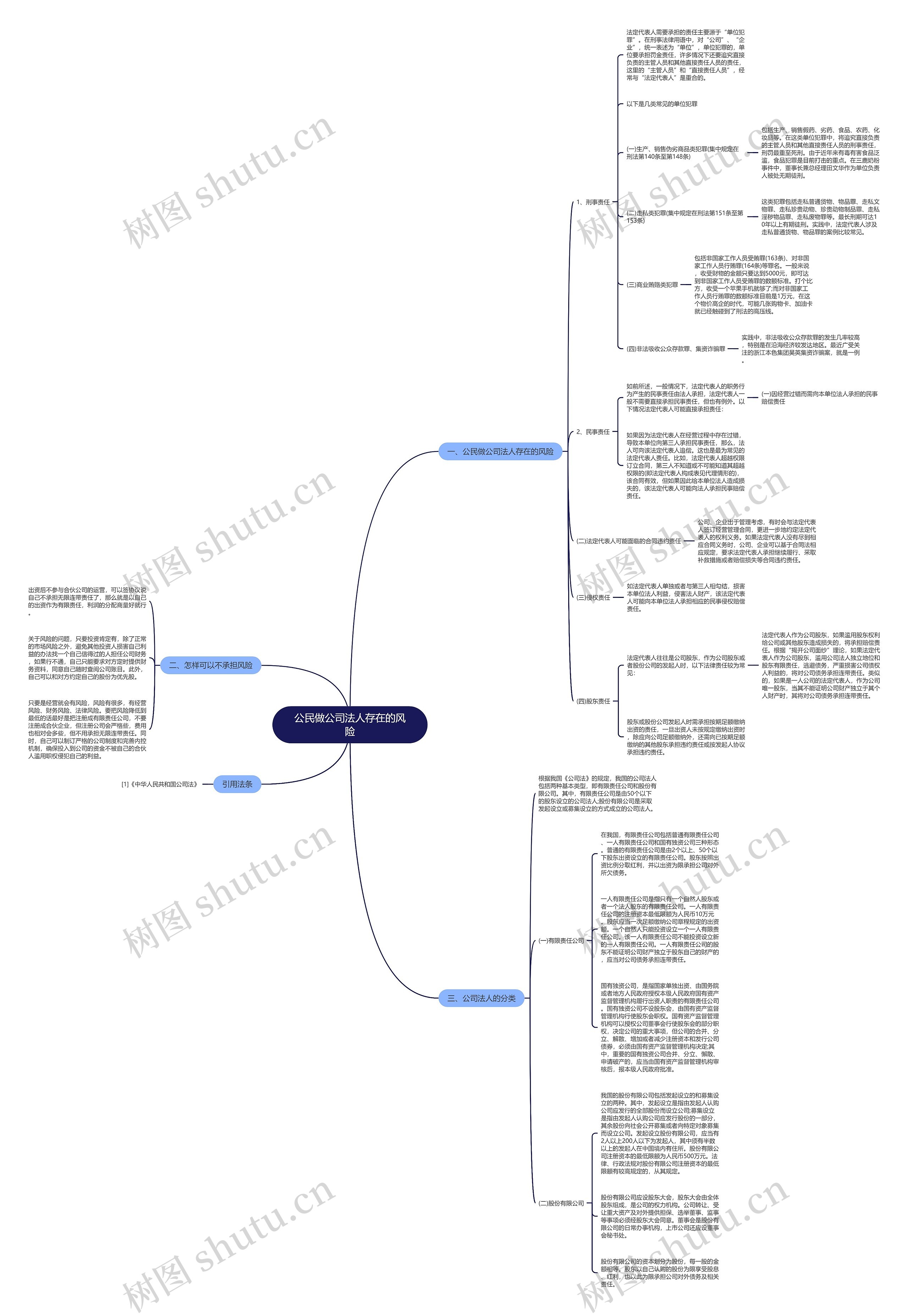 公民做公司法人存在的风险思维导图