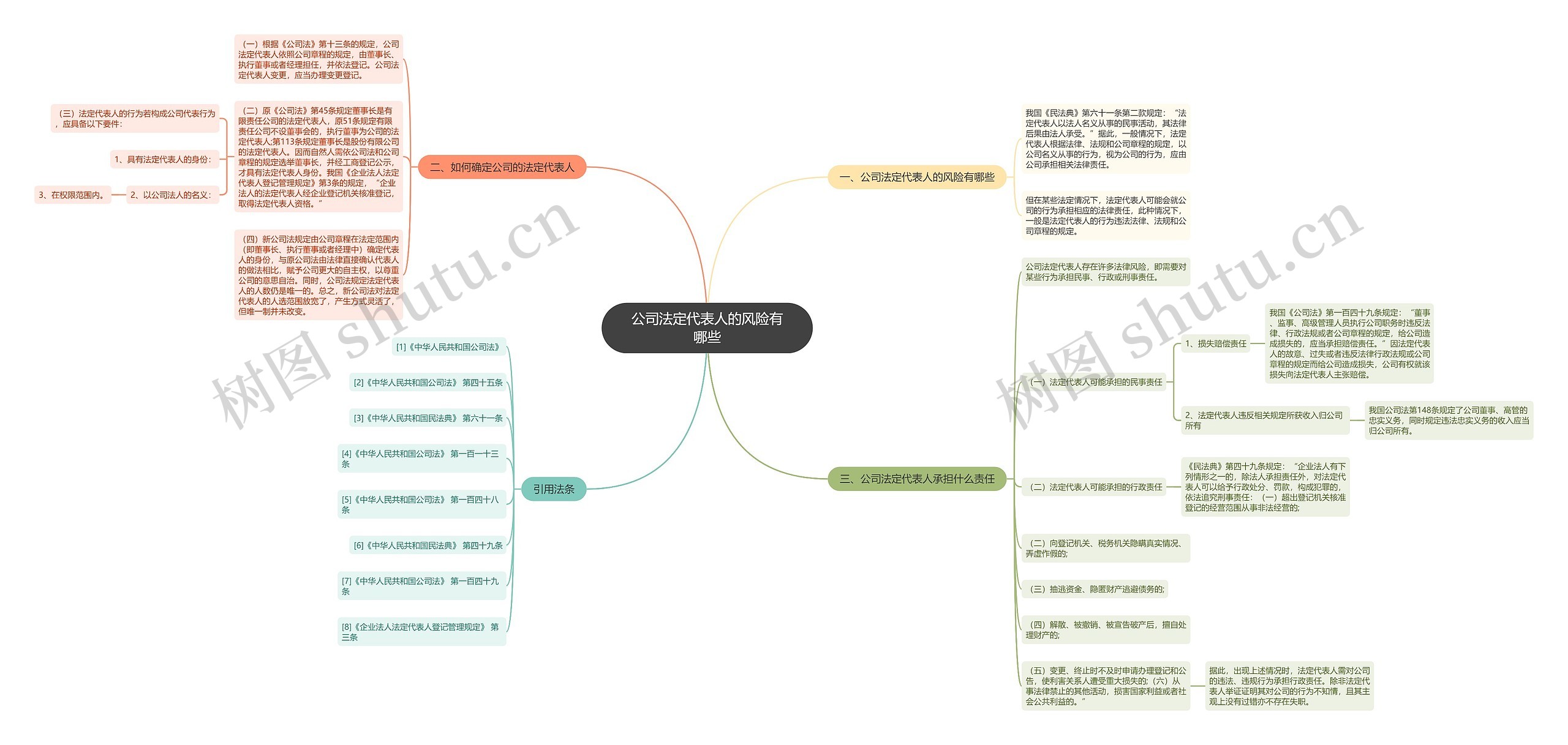 公司法定代表人的风险有哪些思维导图