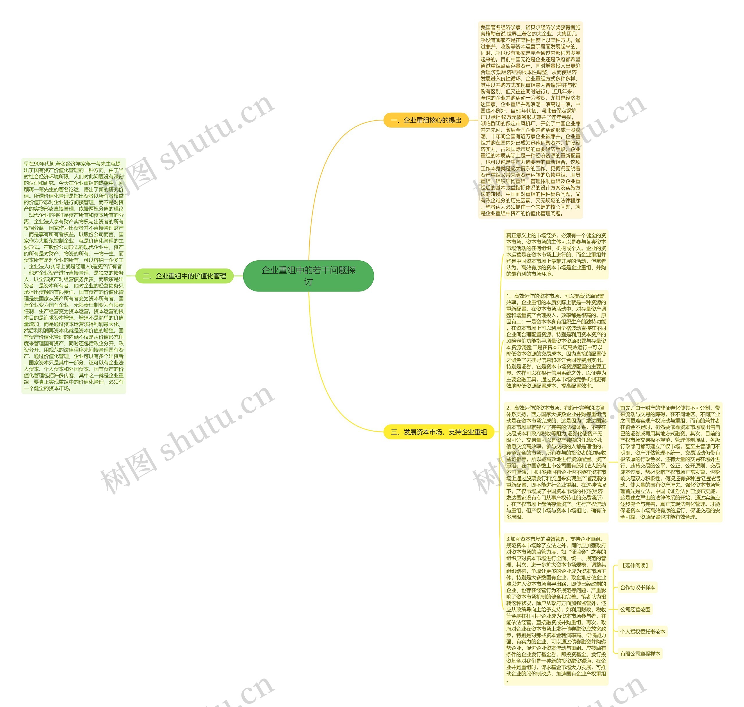 企业重组中的若干问题探讨思维导图