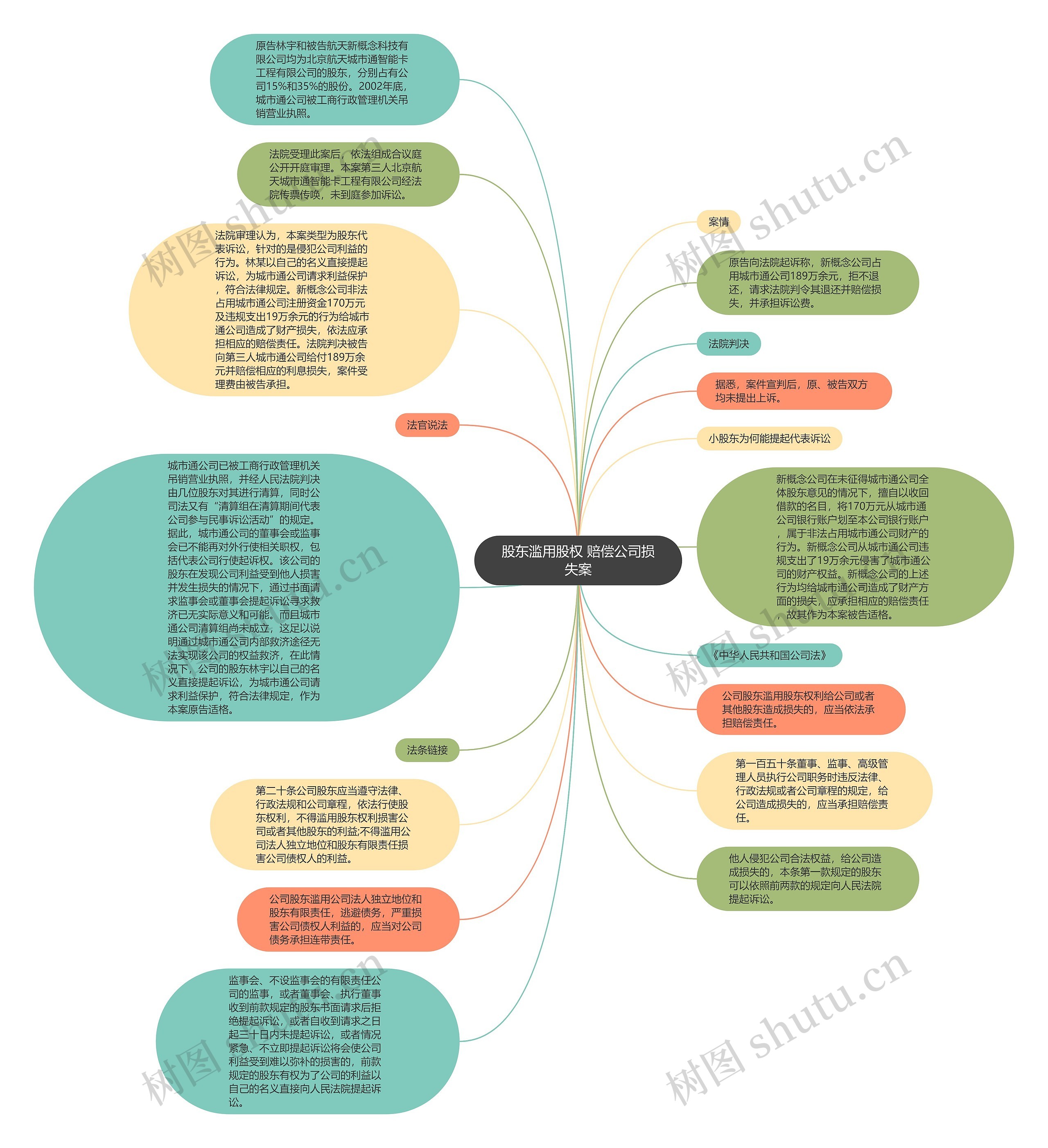 股东滥用股权 赔偿公司损失案思维导图