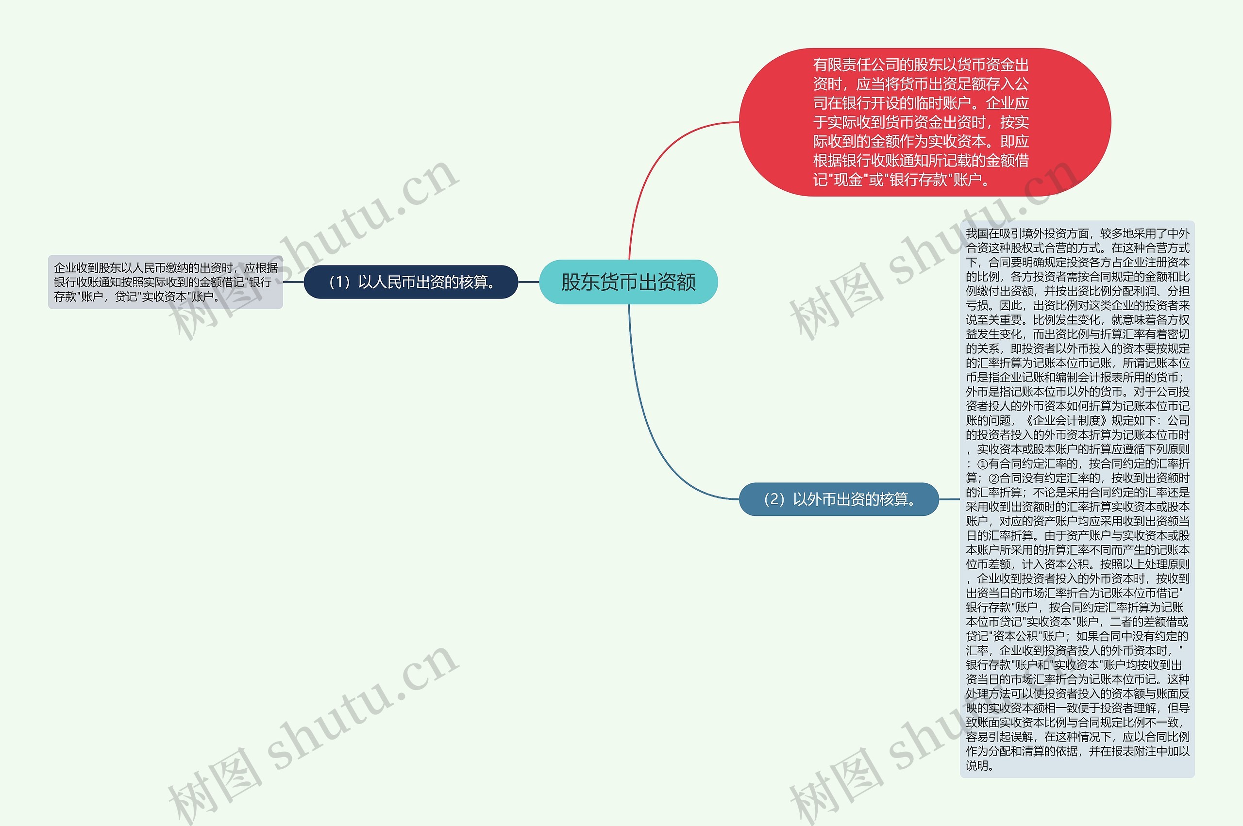 股东货币出资额思维导图