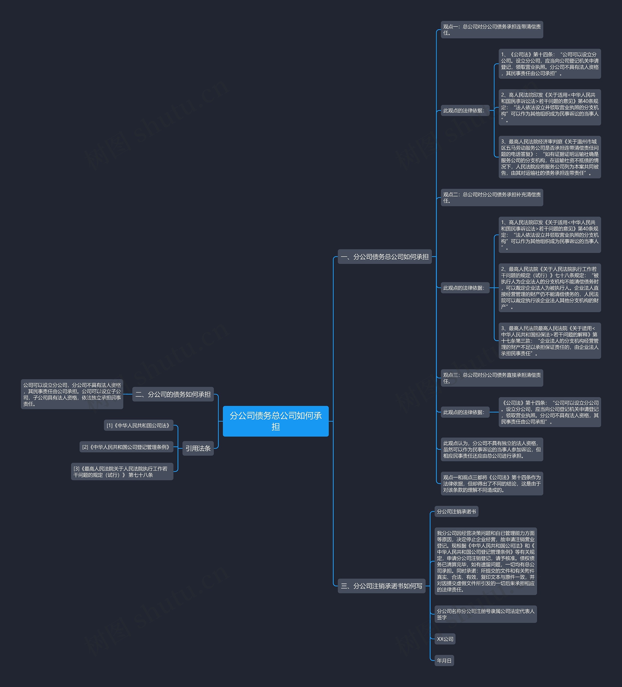 分公司债务总公司如何承担思维导图