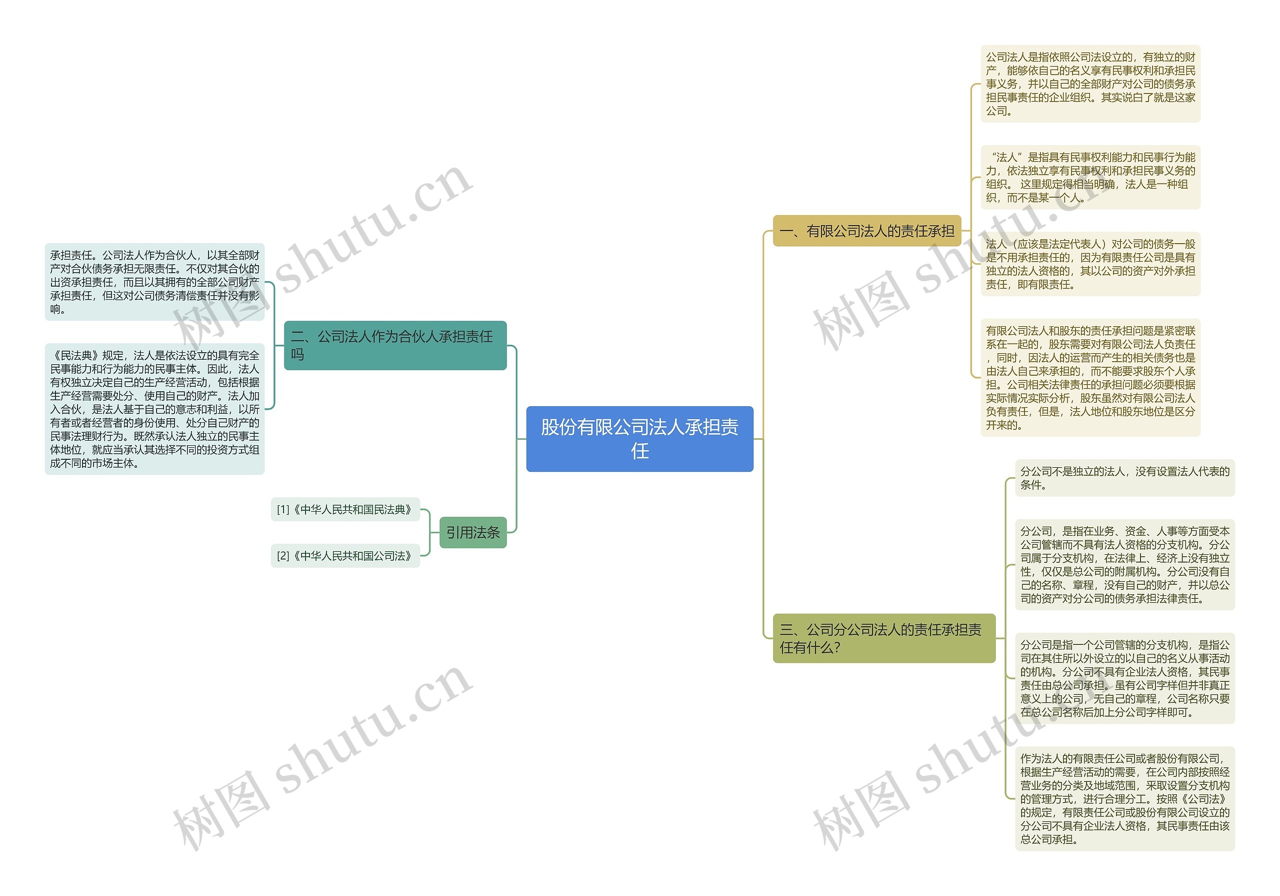 股份有限公司法人承担责任思维导图