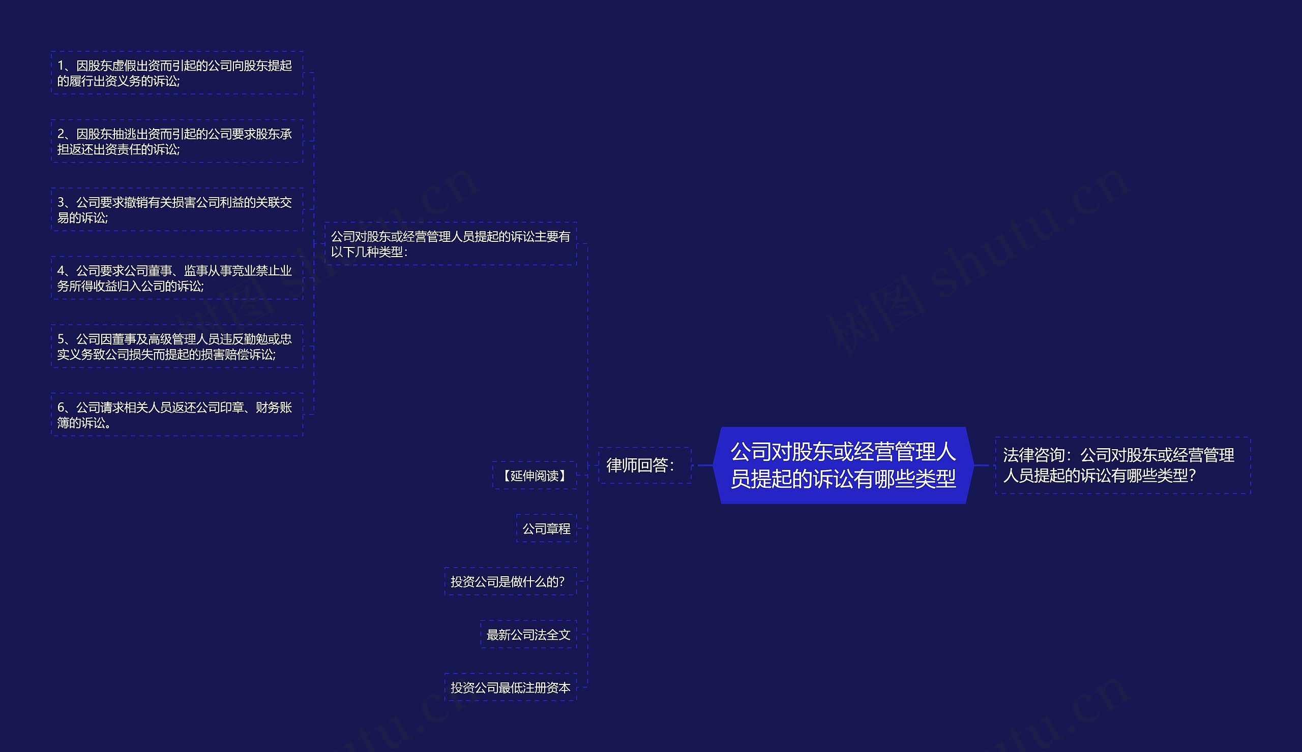 公司对股东或经营管理人员提起的诉讼有哪些类型思维导图