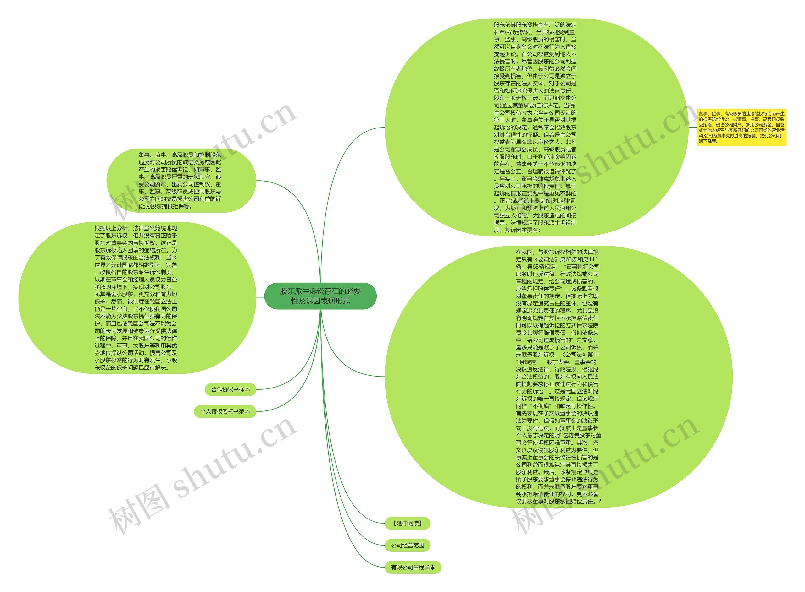 股东派生诉讼存在的必要性及诉因表现形式思维导图