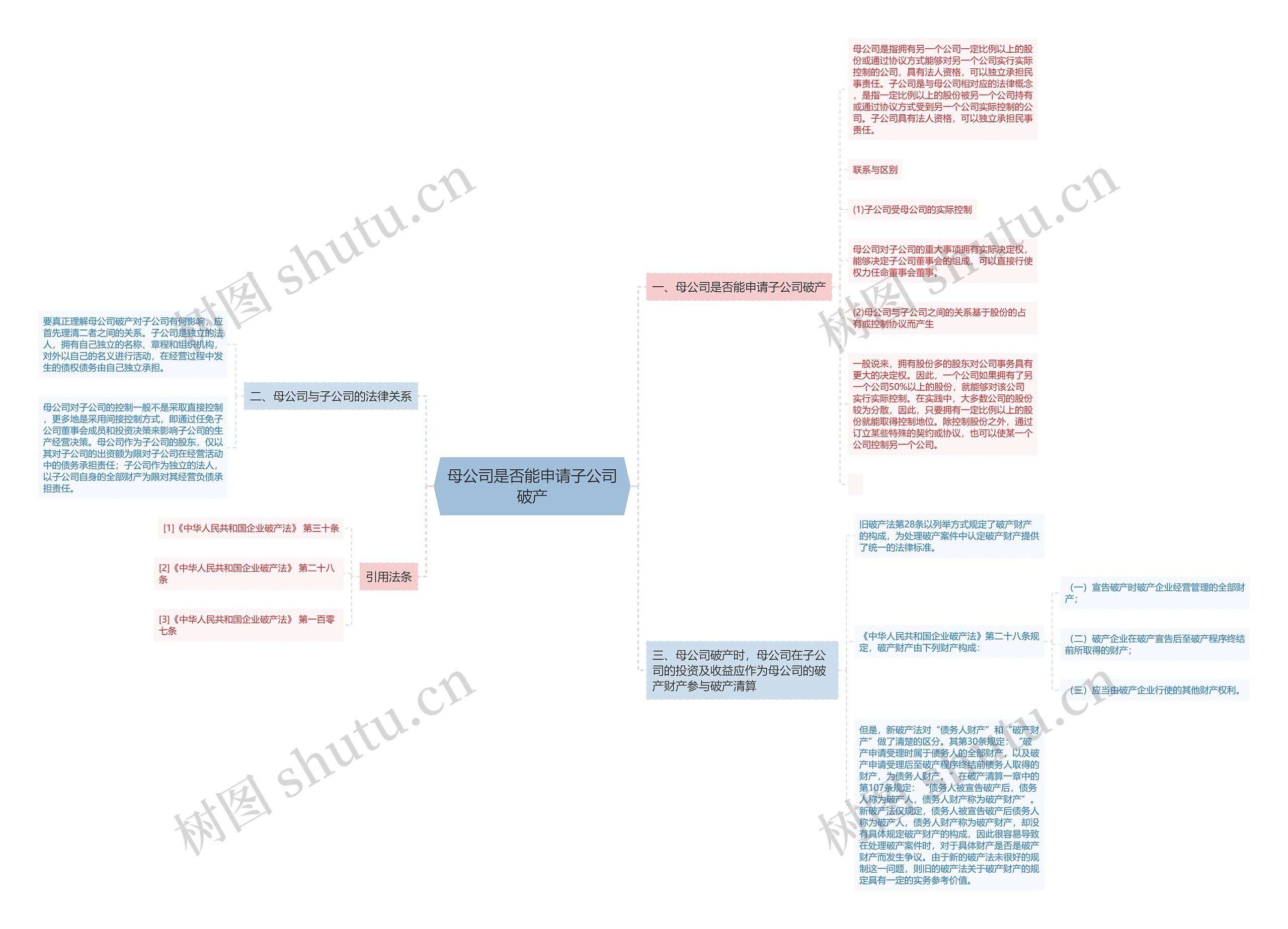 母公司是否能申请子公司破产思维导图