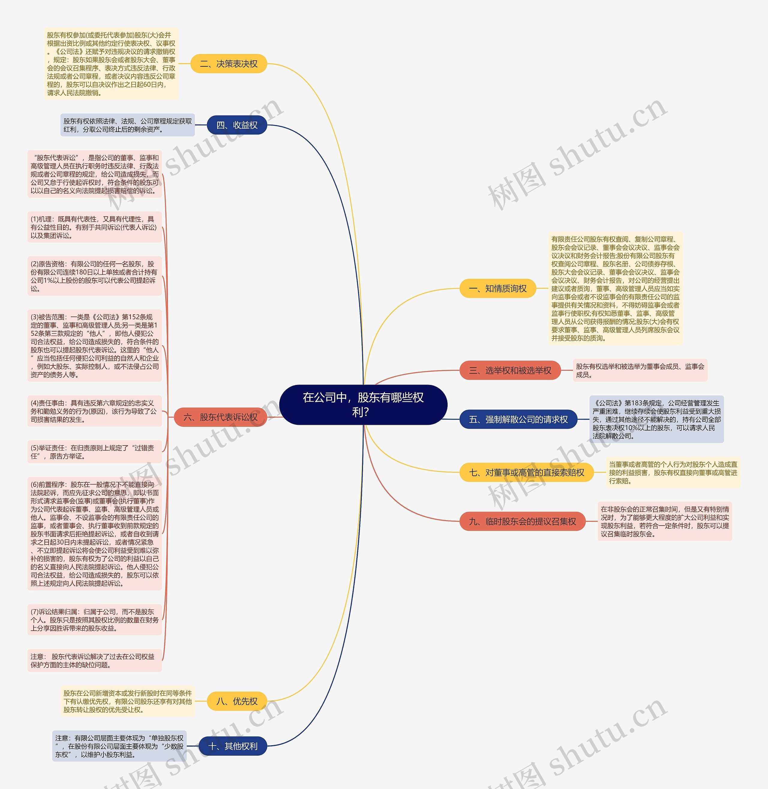 在公司中，股东有哪些权利？思维导图