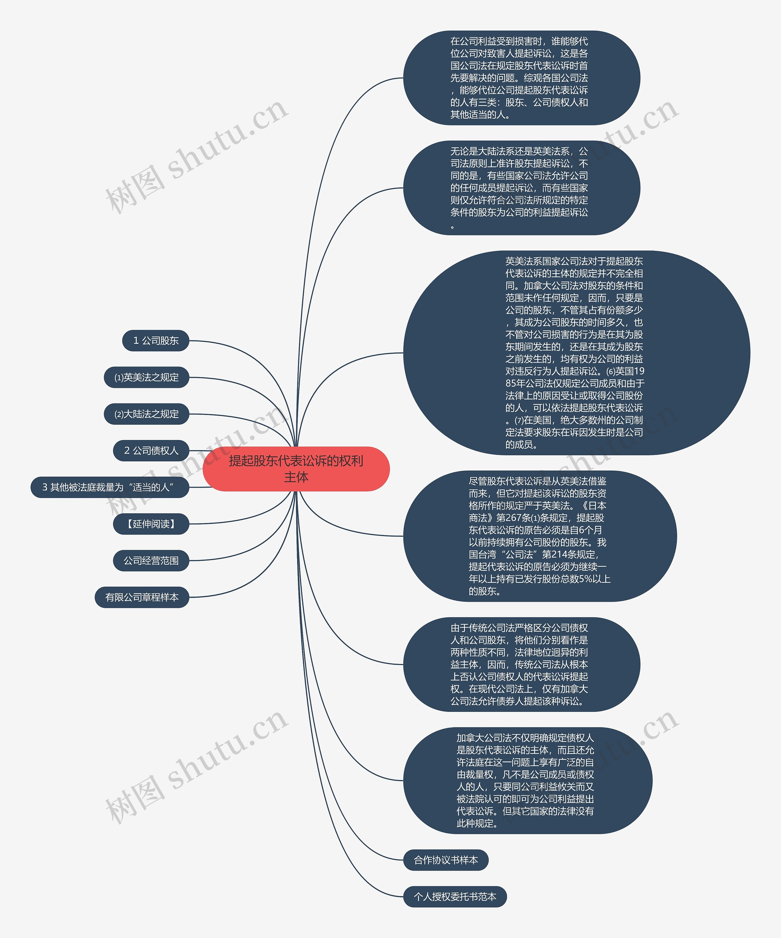 提起股东代表讼诉的权利主体思维导图