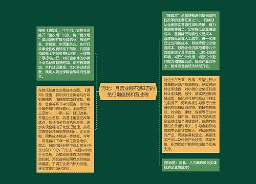 河北：月营业额不满3万的免征增值税和营业税