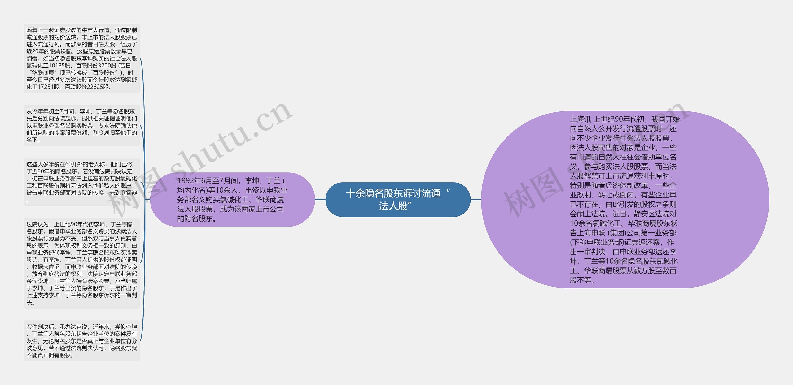 十余隐名股东诉讨流通“法人股”思维导图