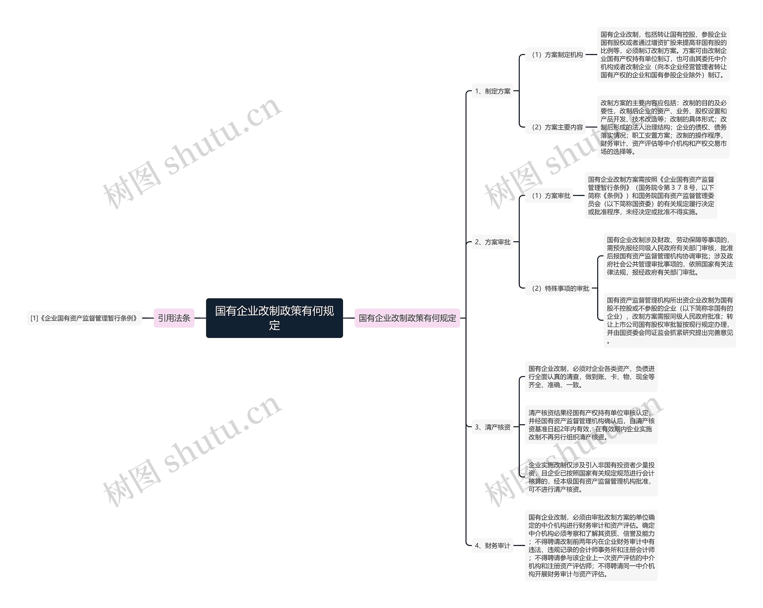 国有企业改制政策有何规定思维导图