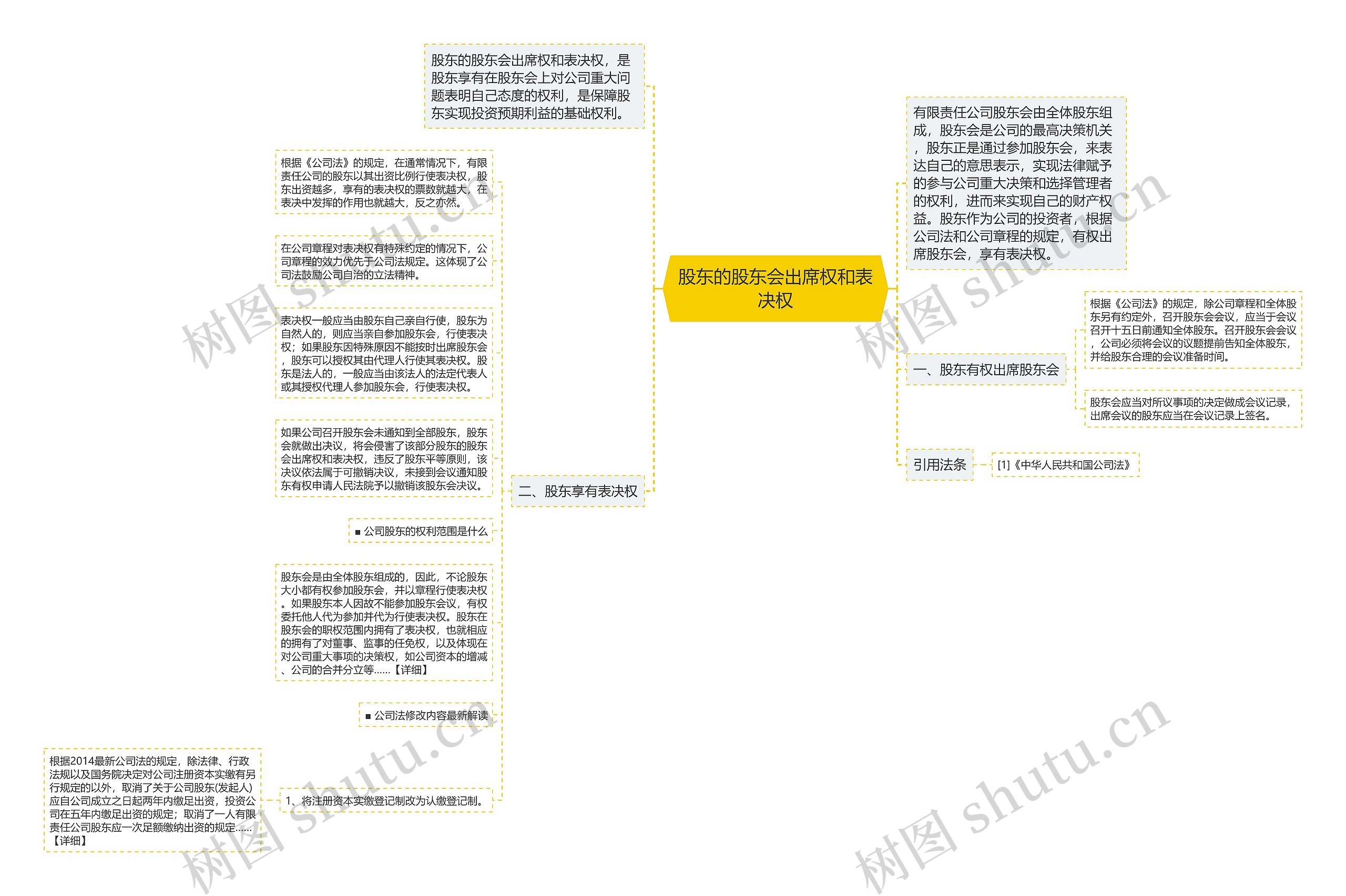 股东的股东会出席权和表决权思维导图