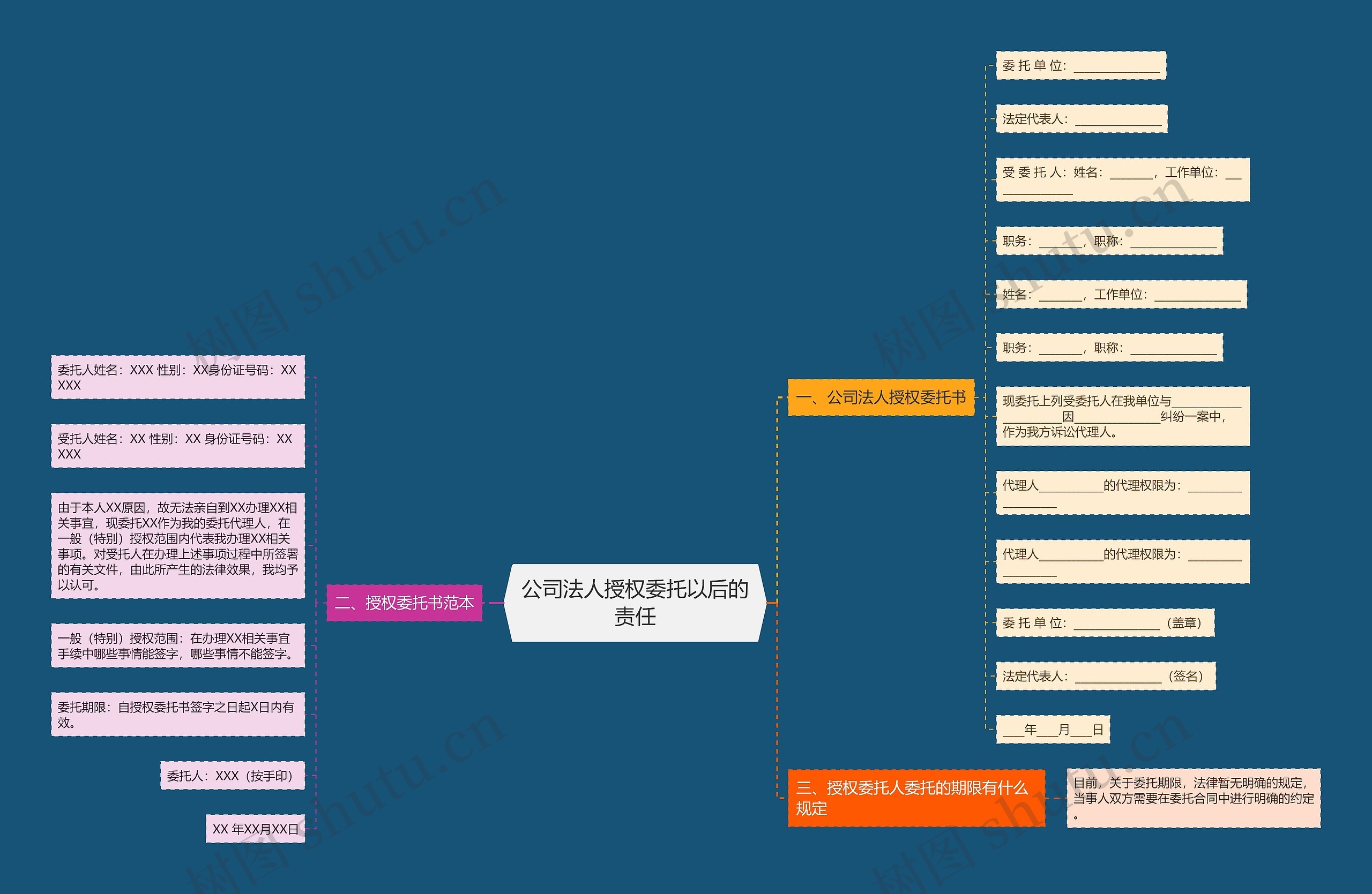 公司法人授权委托以后的责任思维导图