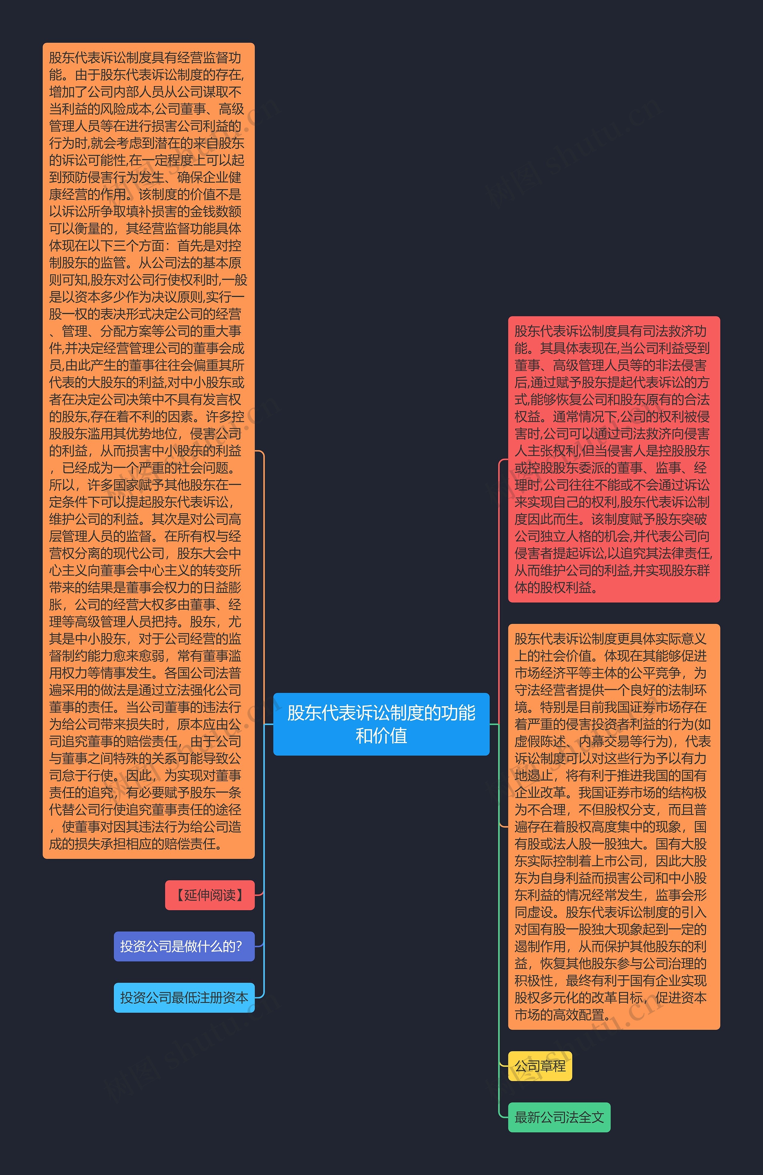 股东代表诉讼制度的功能和价值思维导图