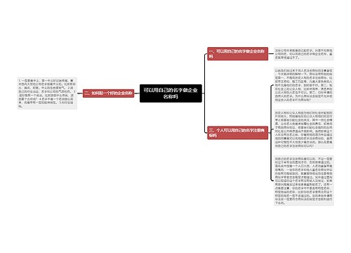 可以用自己的名字做企业名称吗