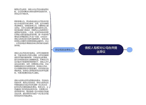 债权人有权对公司合并提出异议