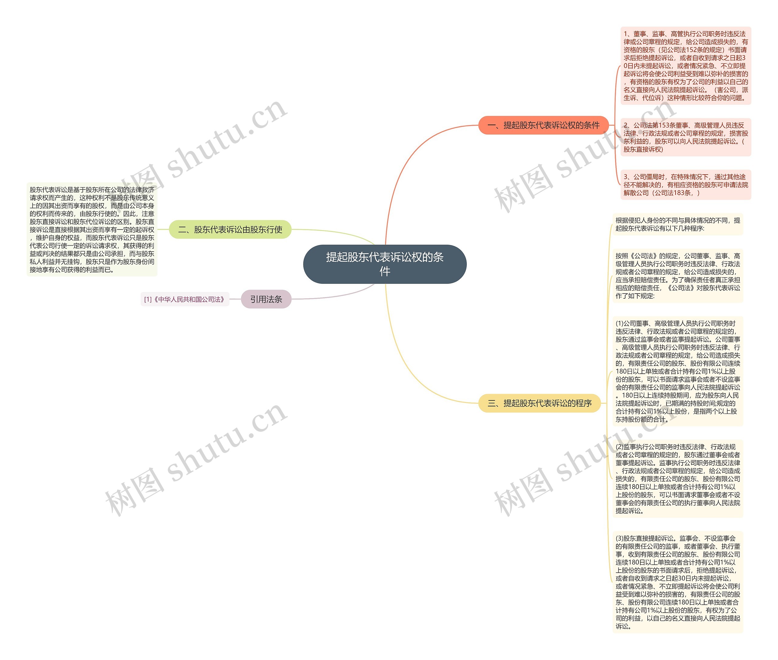 提起股东代表诉讼权的条件思维导图