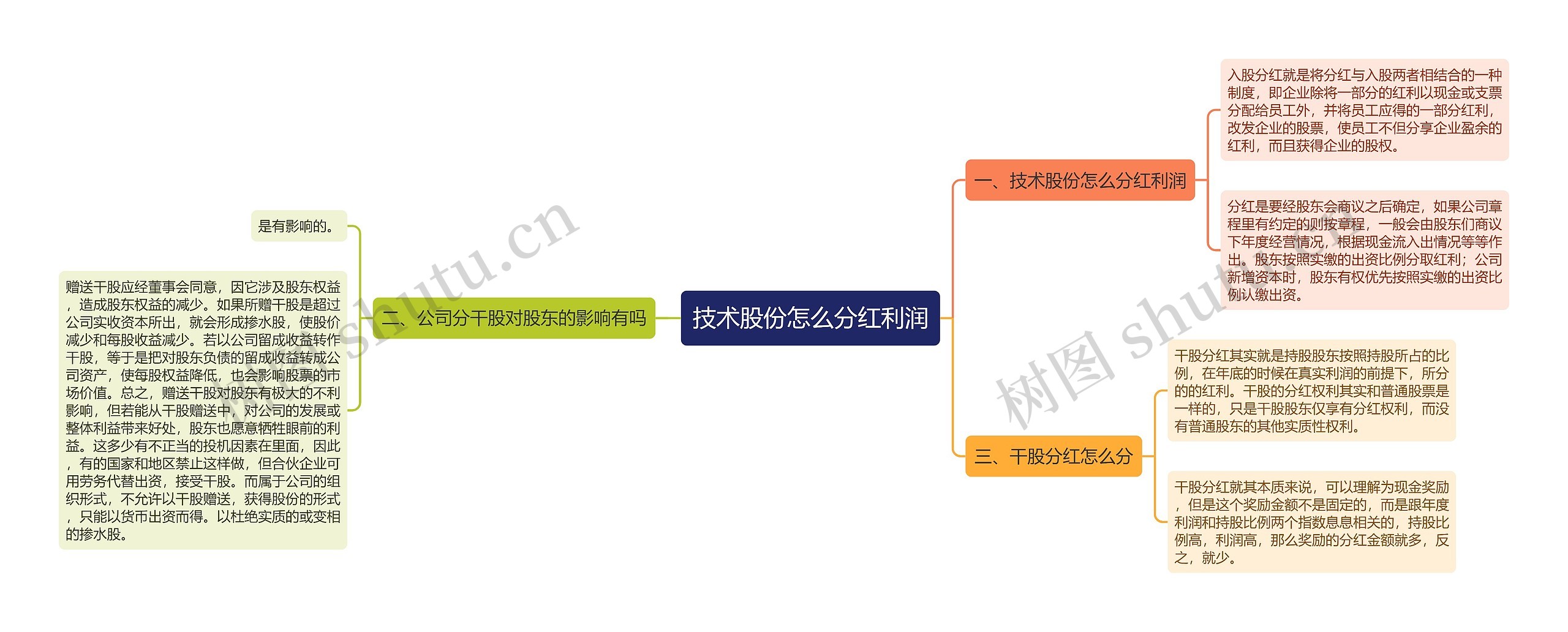 技术股份怎么分红利润思维导图