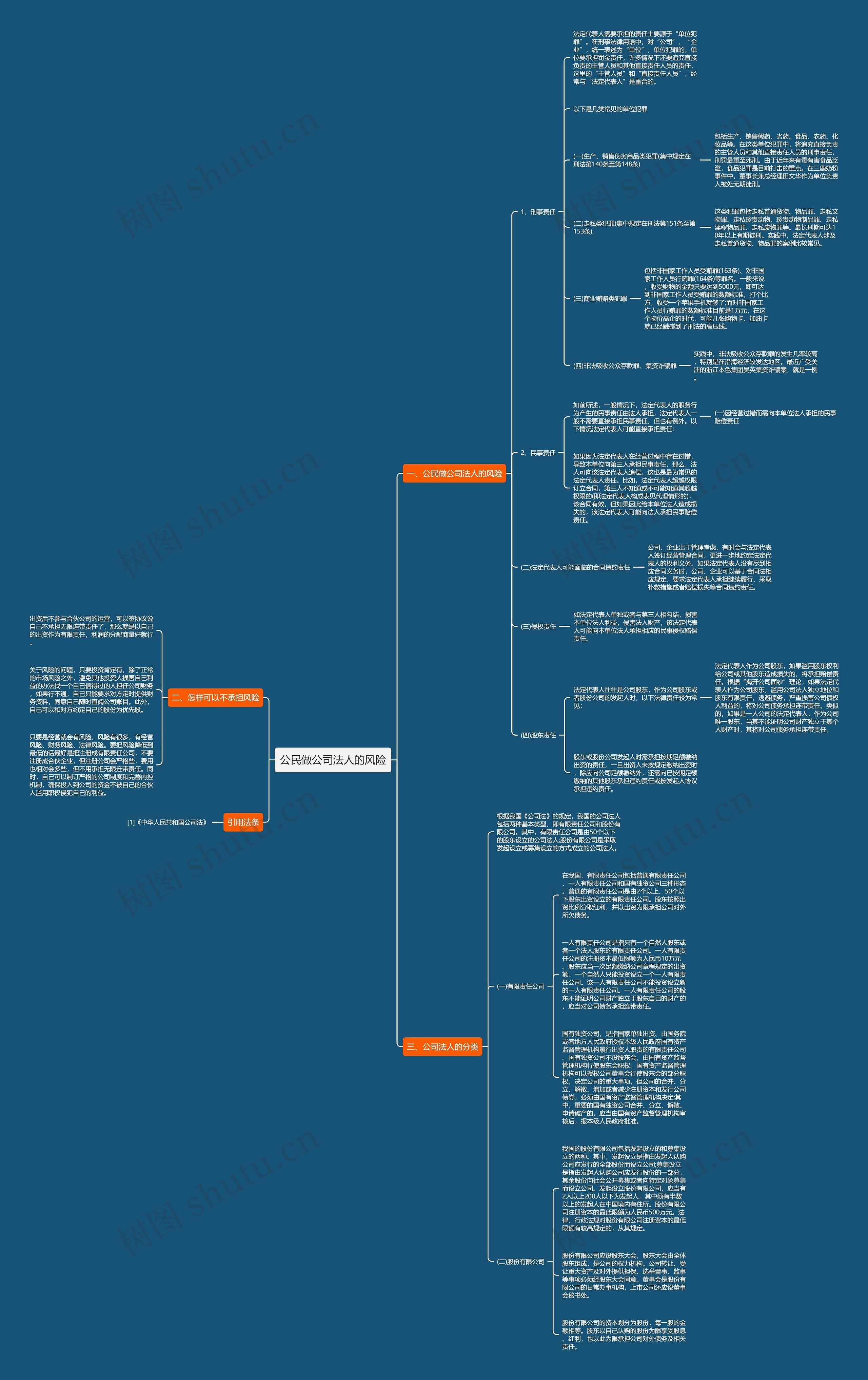 公民做公司法人的风险思维导图