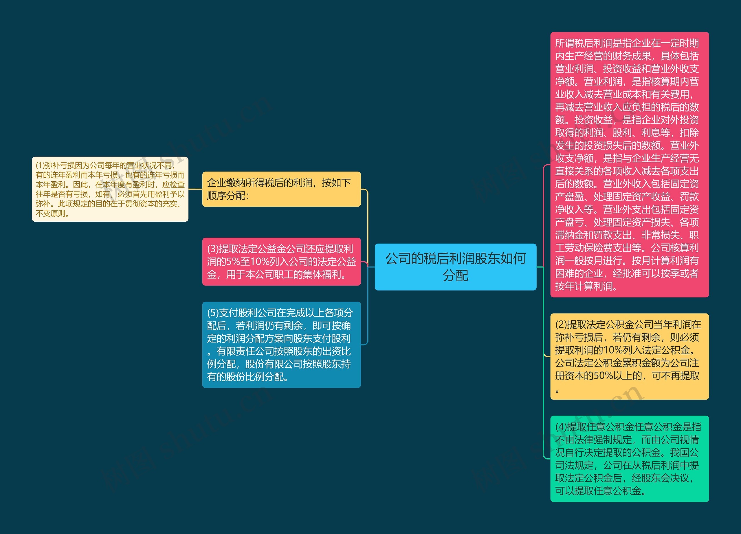 公司的税后利润股东如何分配思维导图