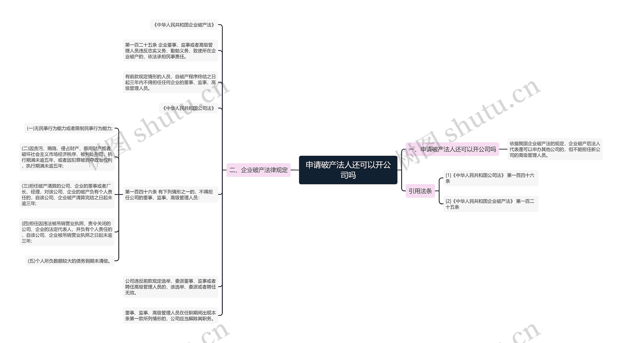 申请破产法人还可以开公司吗思维导图